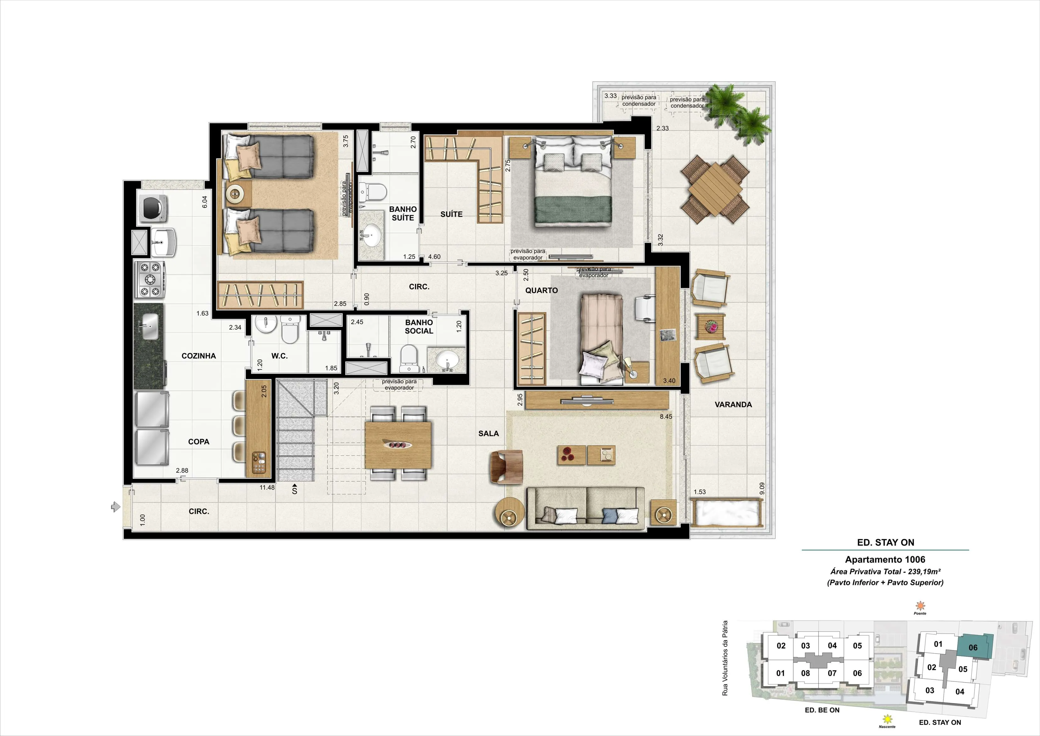 Bloco 02 - Cobertura 06 - 239,19m² (Pavimento Inferior)