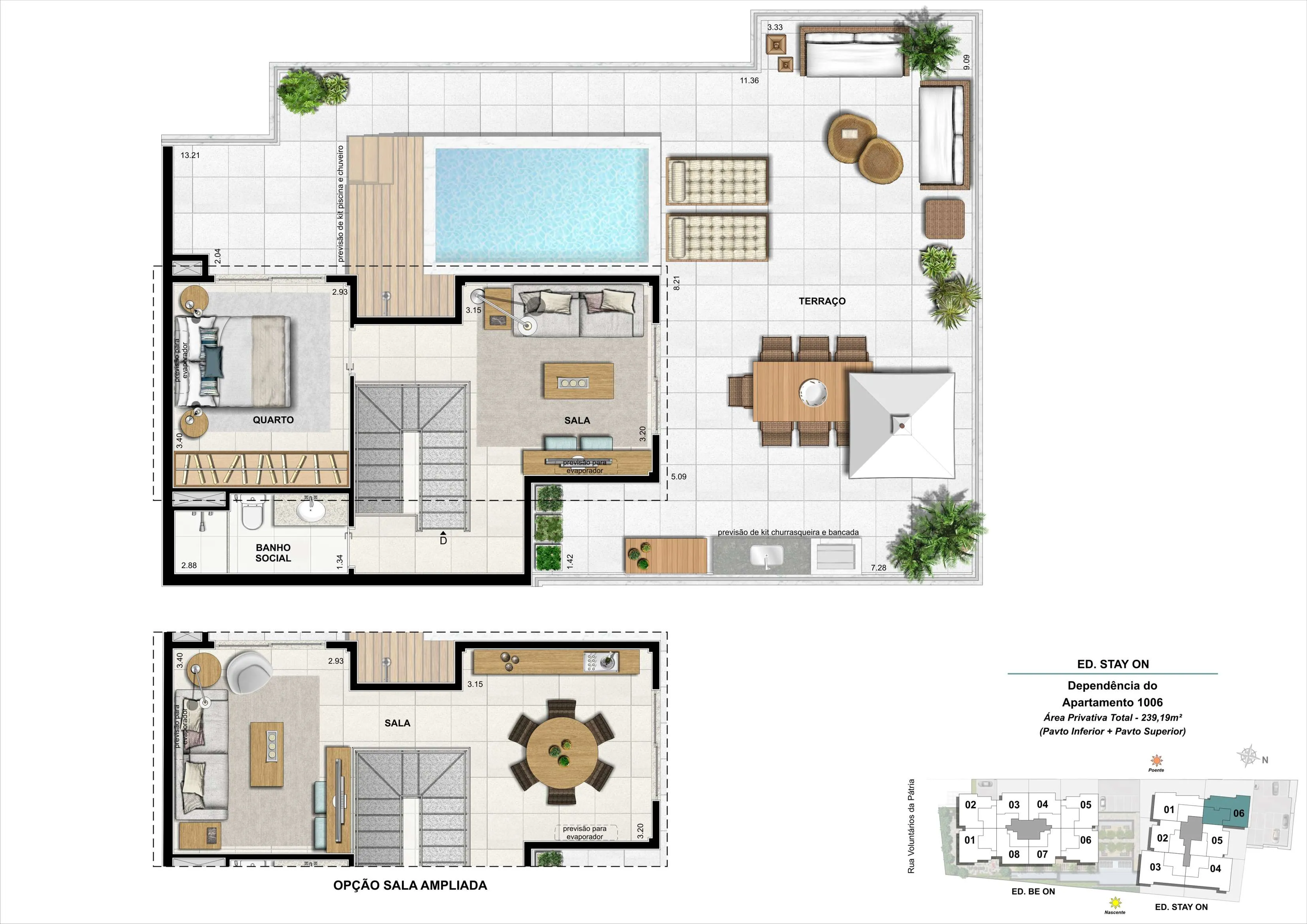 Bloco 02 - Cobertura 06 - 239,19m² (Pavimento Superior)