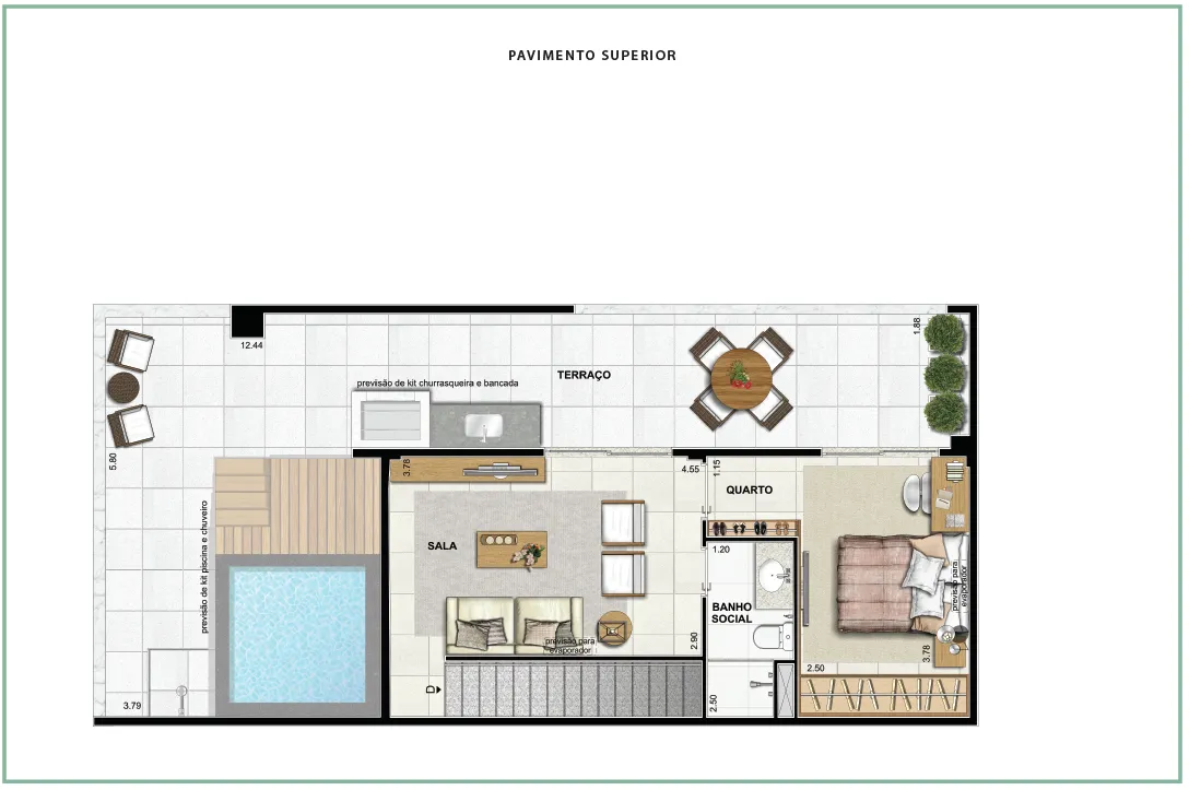 Área Privativa 169,94m² - 03 quartos - ED. GALLERY (PAV. SUPERIOR)