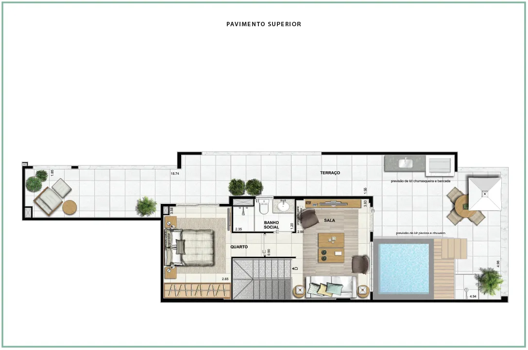 Área Privativa 186,49m² - 03 quartos - ED. DESIGN (PAV. SUPERIOR)