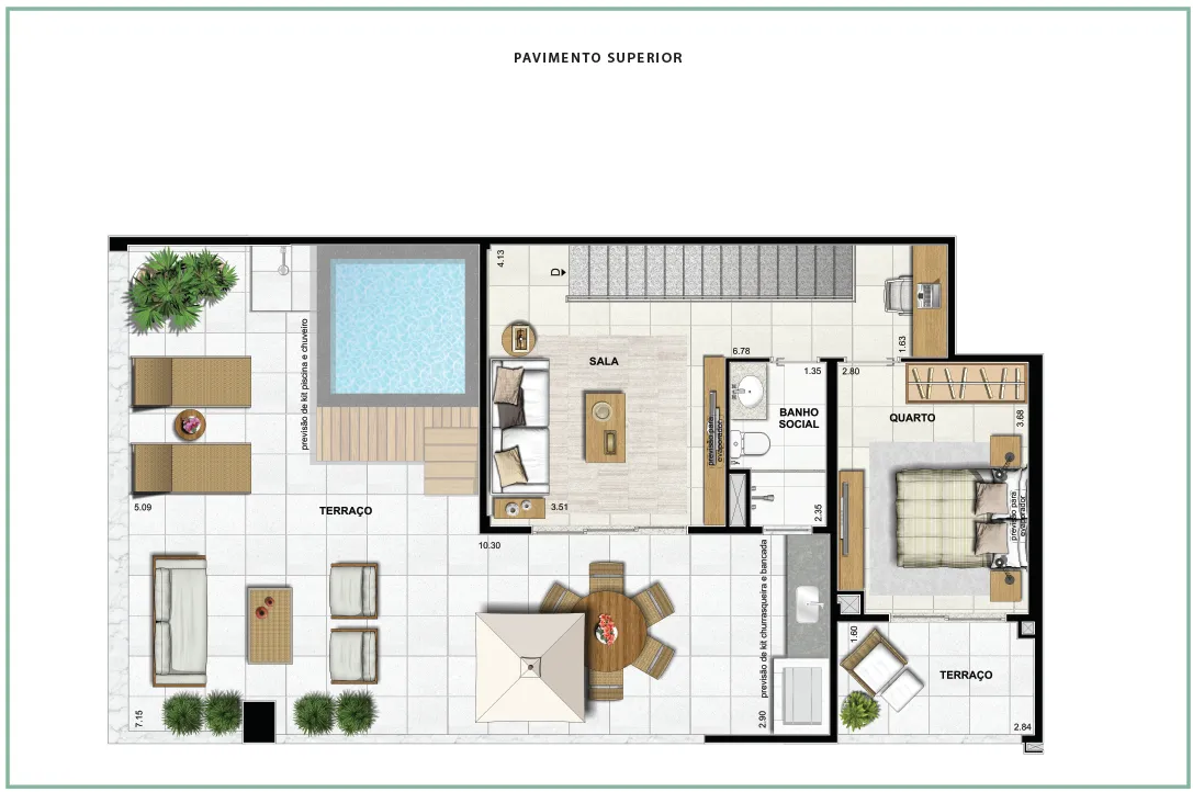 Área Privativa 203,43m² - 04 quartos - ED. DESIGN (PAV. SUPERIOR)