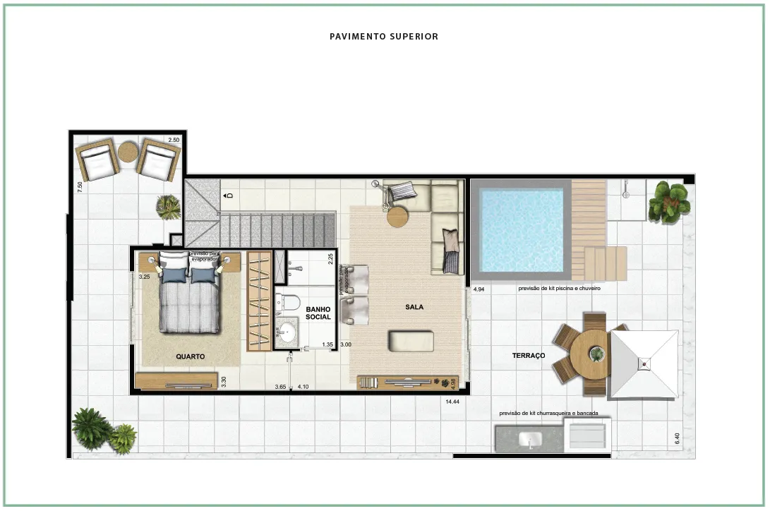 Área Privativa 204,89m² - 04 quartos - ED. GALLERY (PAV. SUPERIOR)