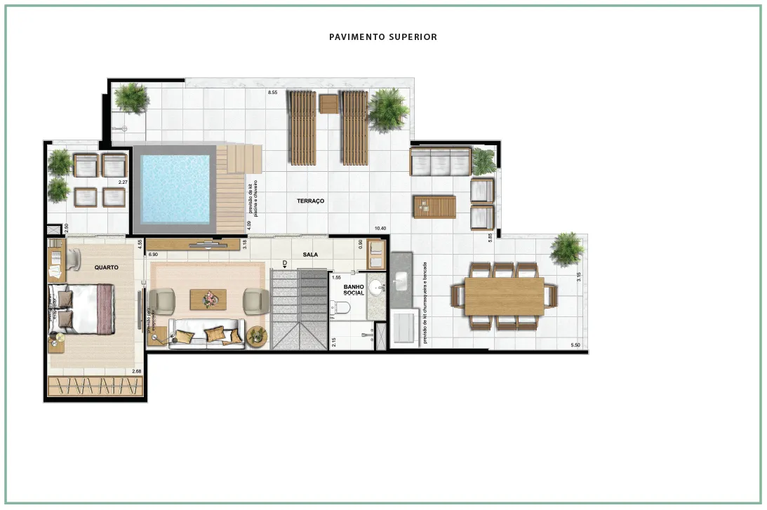 Área Privativa 205,73m² - 04 quartos - ED. GALLERY (PAV. SUPERIOR)