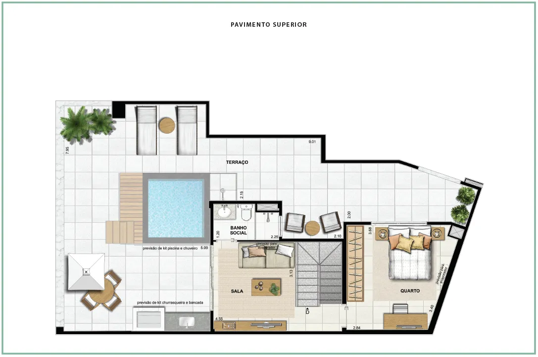 Área Privativa 207,60m² - 04 quartos - ED. DESIGN (PAV. SUPERIOR)