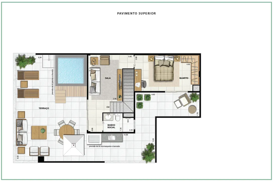 Área Privativa 219,76m² - 04 quartos - ED. GALLERY (PAV. SUPERIOR)