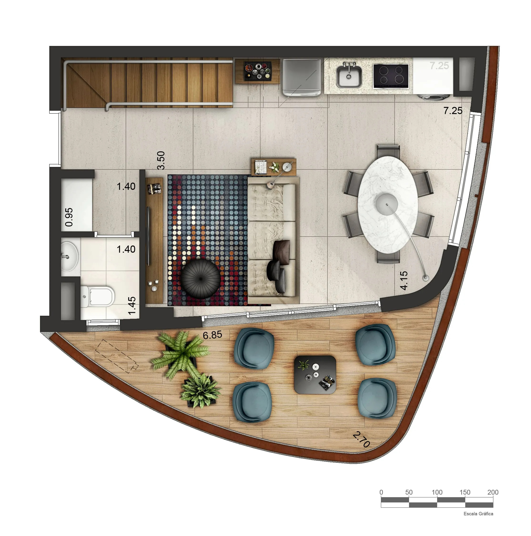 Apartamento Tipo | Duplex inferior P3