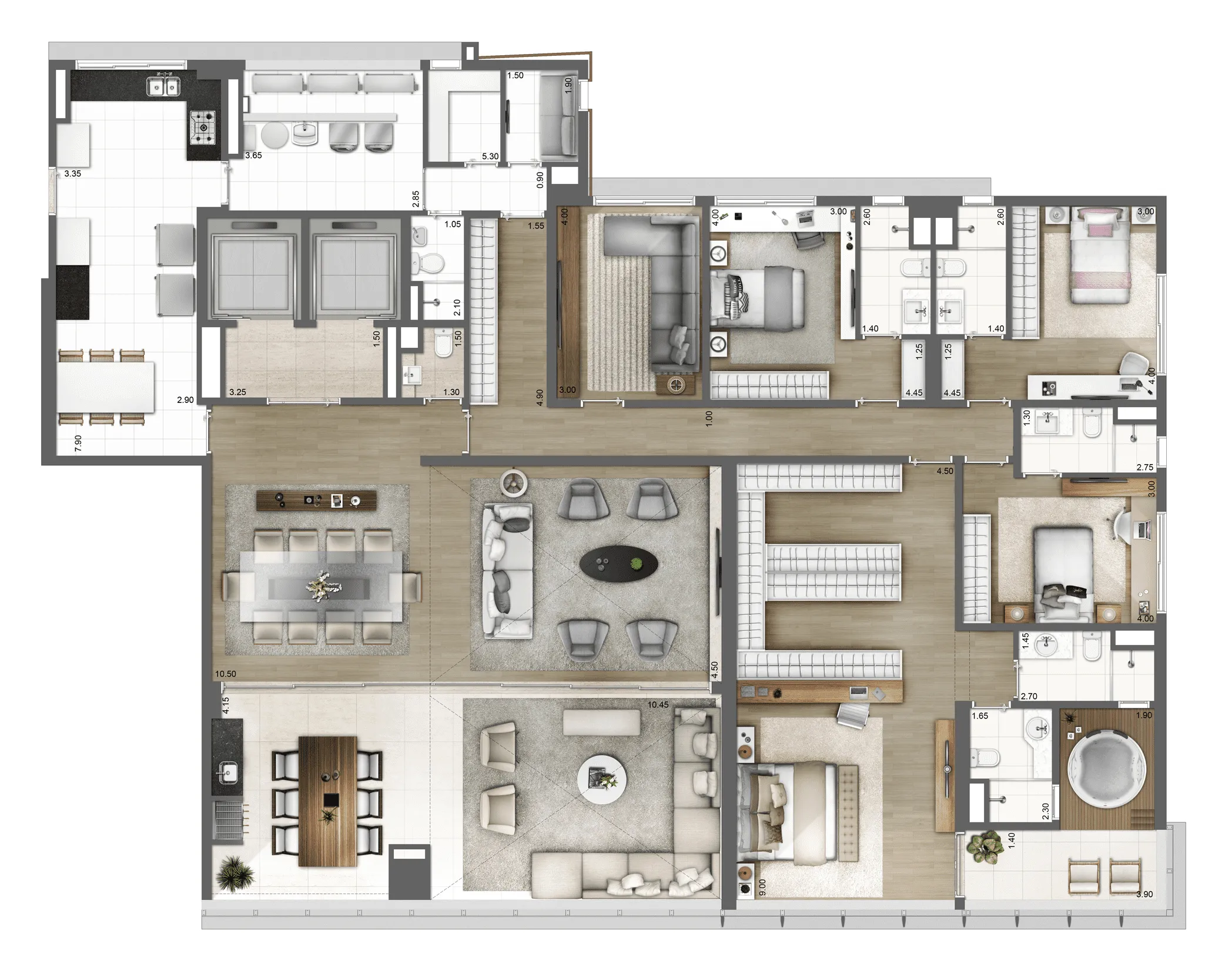 Planta-tipo 334 m² 
