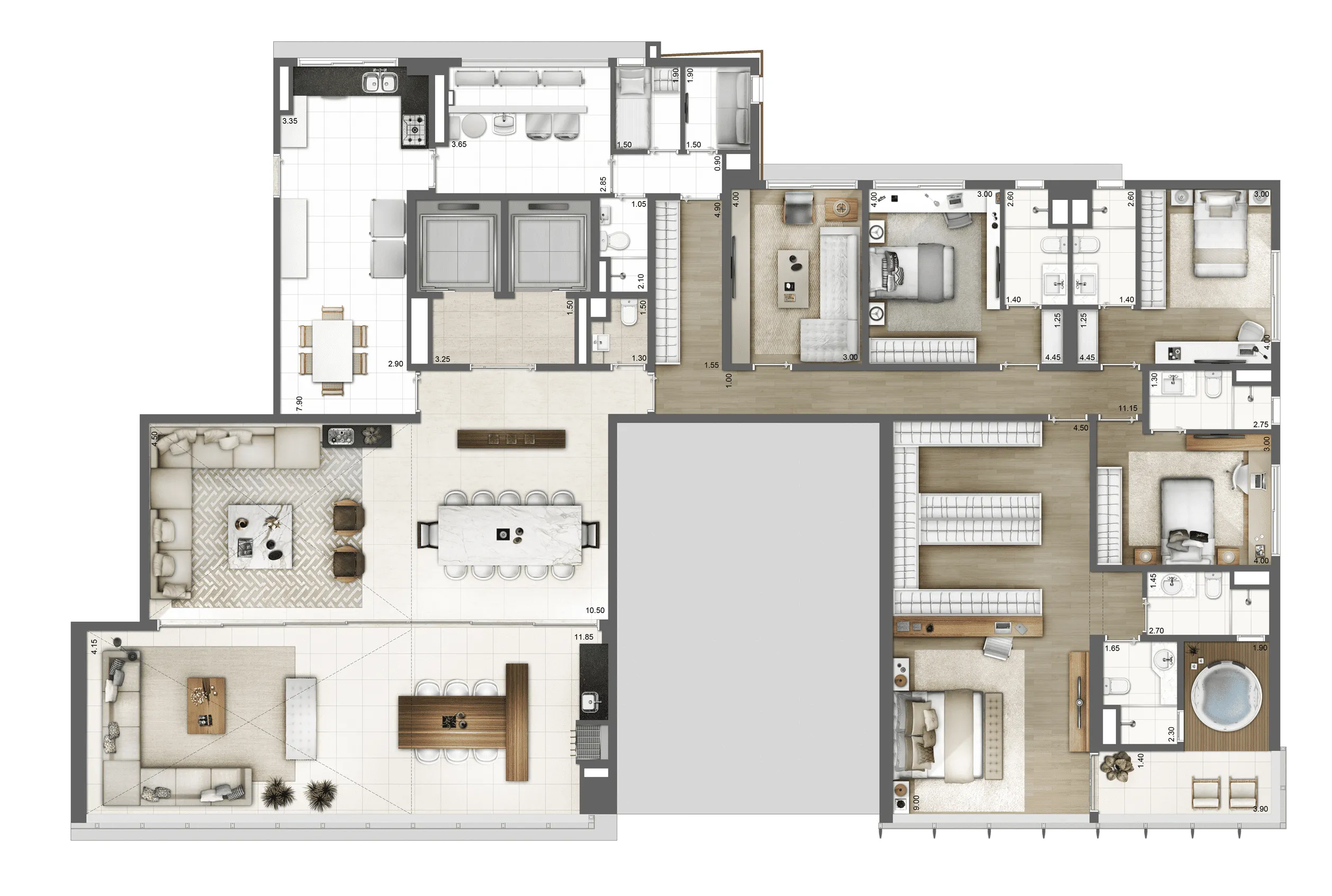 Planta-tipo 343 m² 