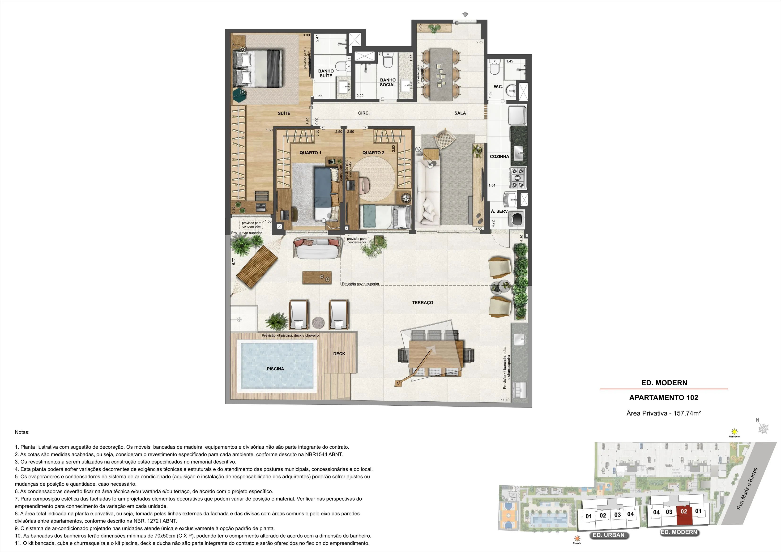 Planta do apartamento 102 do Ed. Modern