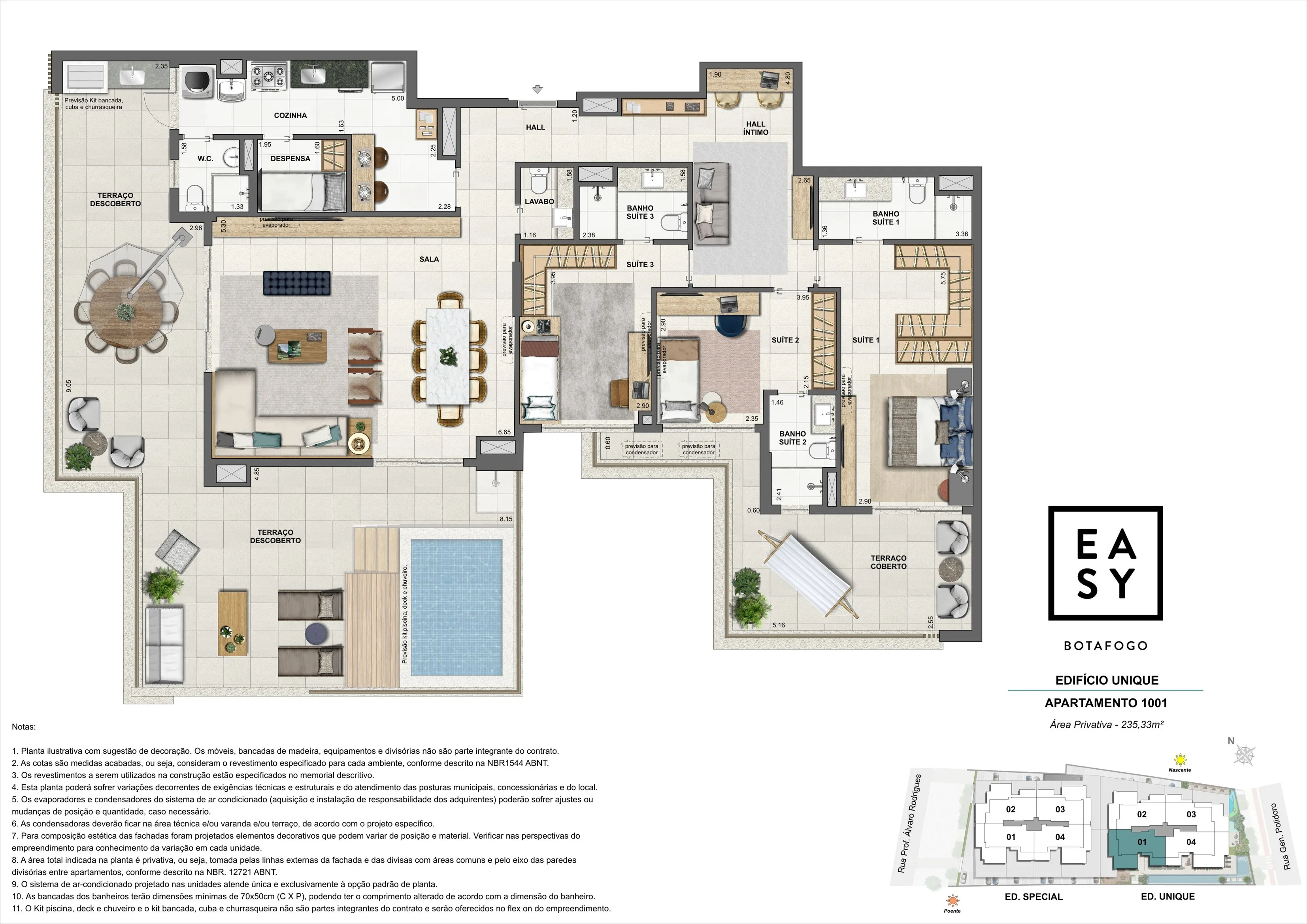 Planta do apartamento 1001 do Edifício Unique