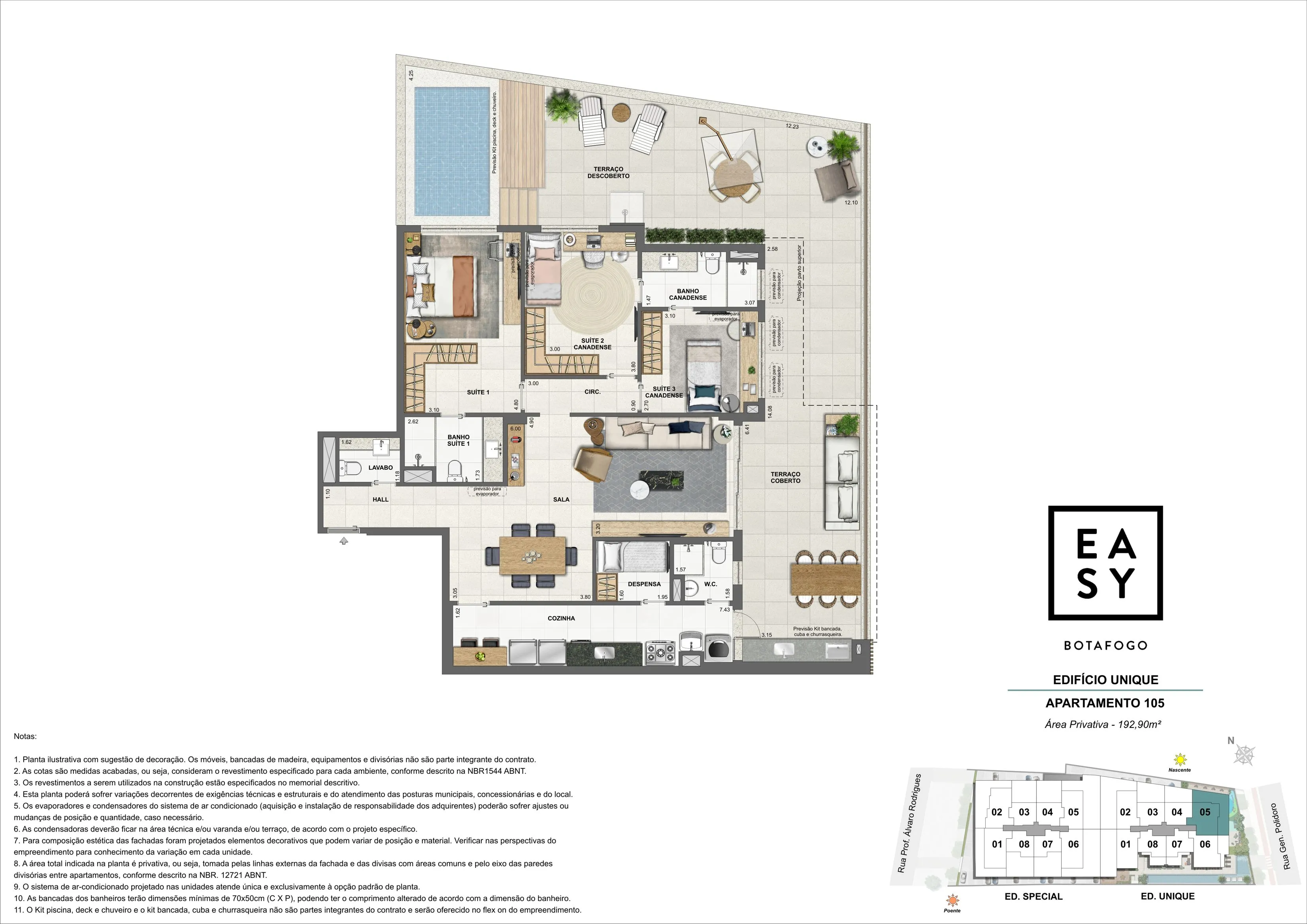 Planta dos apartamento 105 do Edifício Unique