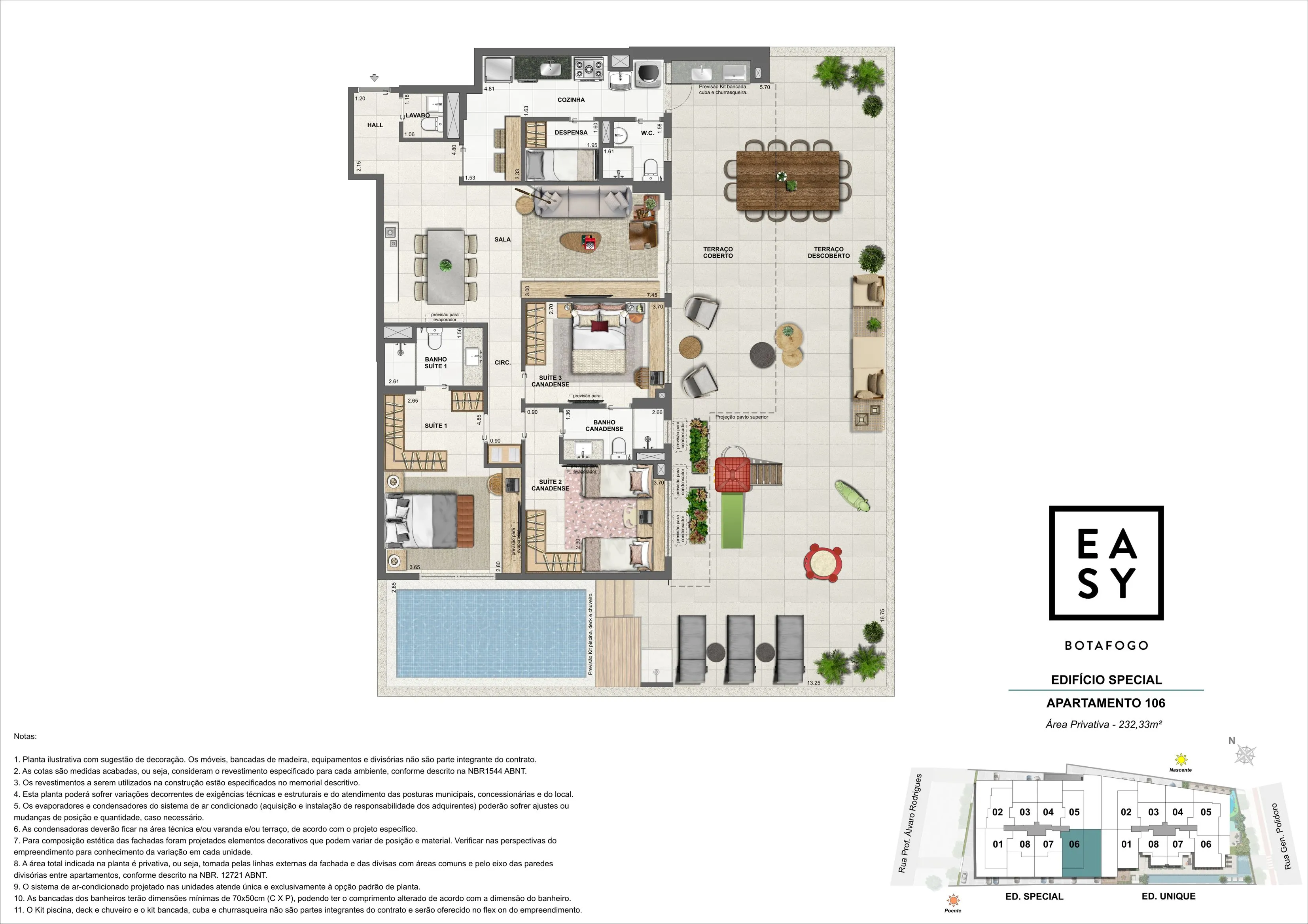 Planta dos apartamento 106 do Edifício Special