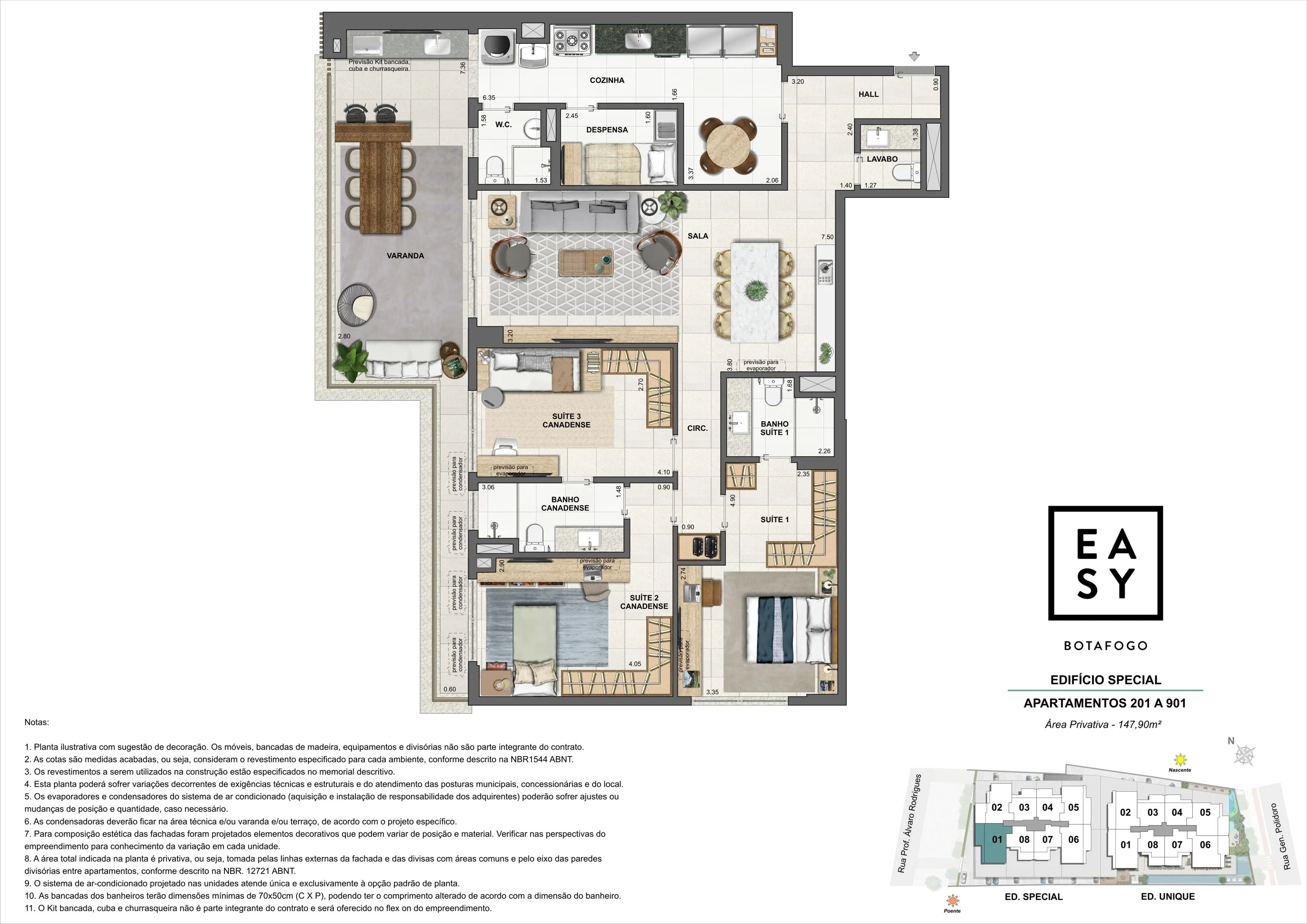 Planta dos apartamentos 201 a 901 do Edifício Special