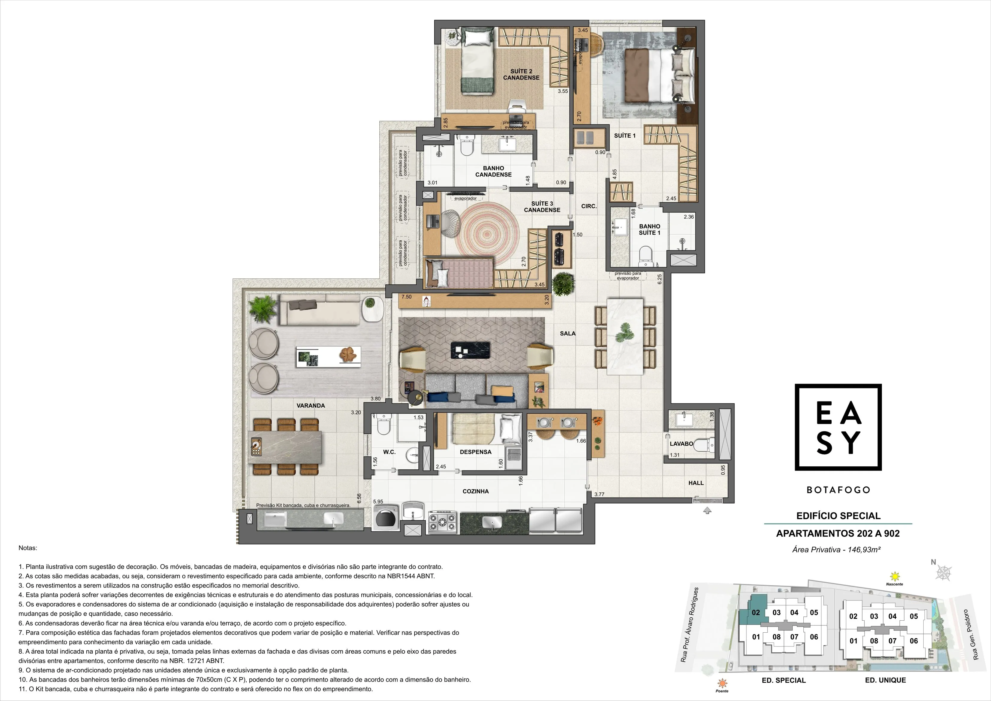 Planta dos apartamentos 2012 a 902 do Edifício Special