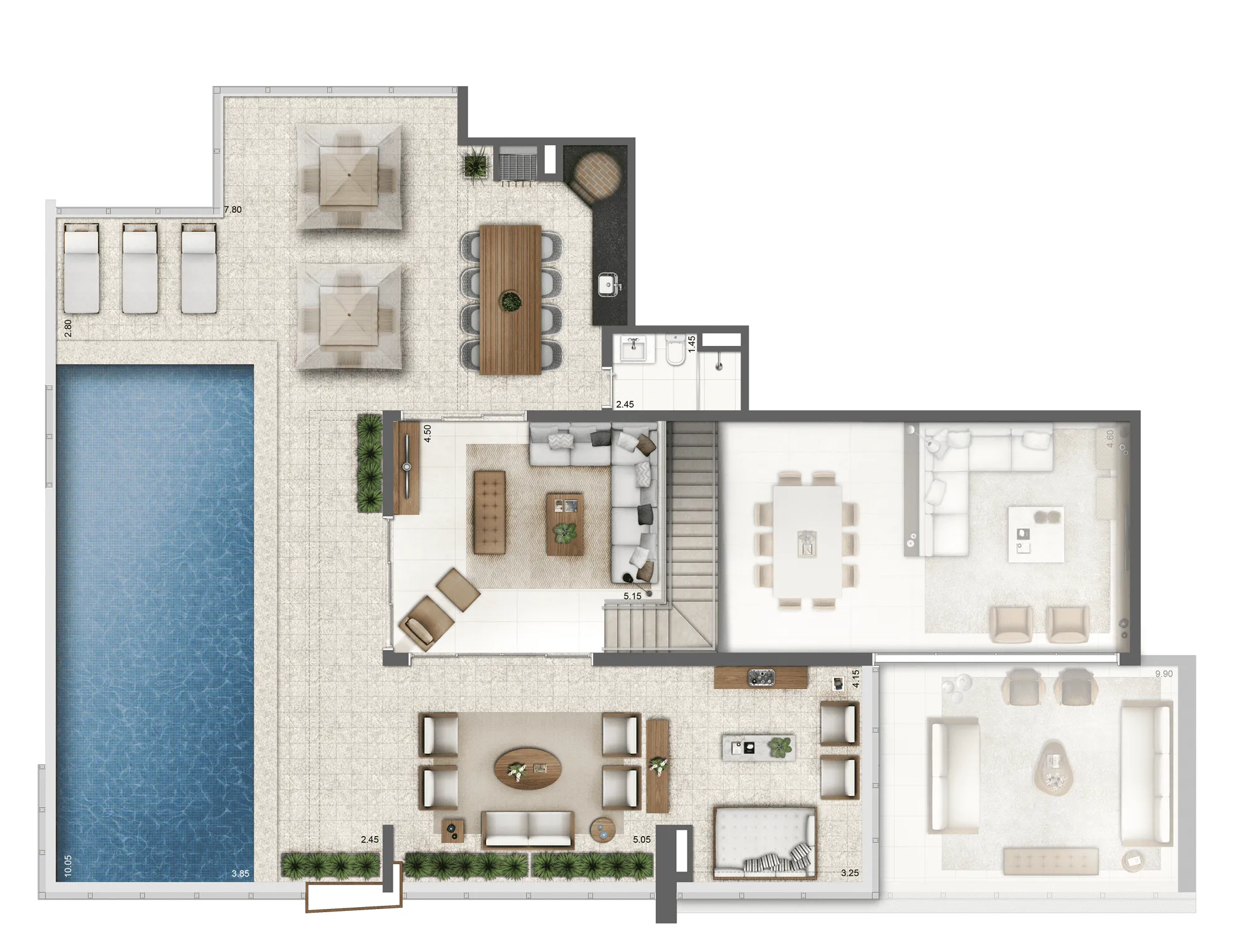 Planta Duplex 481 m² Pavimento Superior