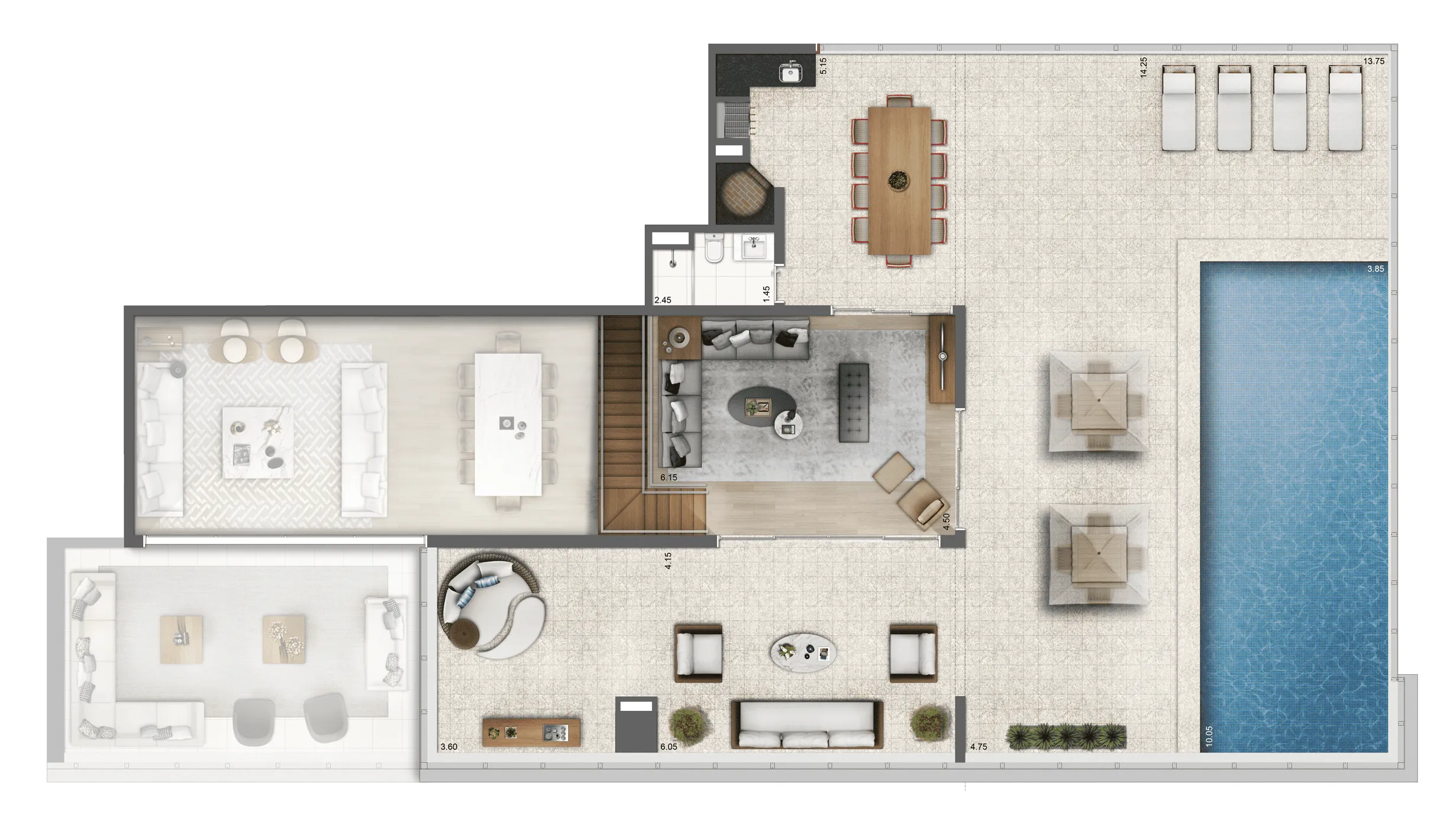 Planta Duplex 592 m² Pavimento Superior