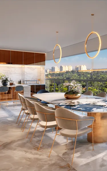 Perspectiva Ilustrada do Living Apartamento 166 m²