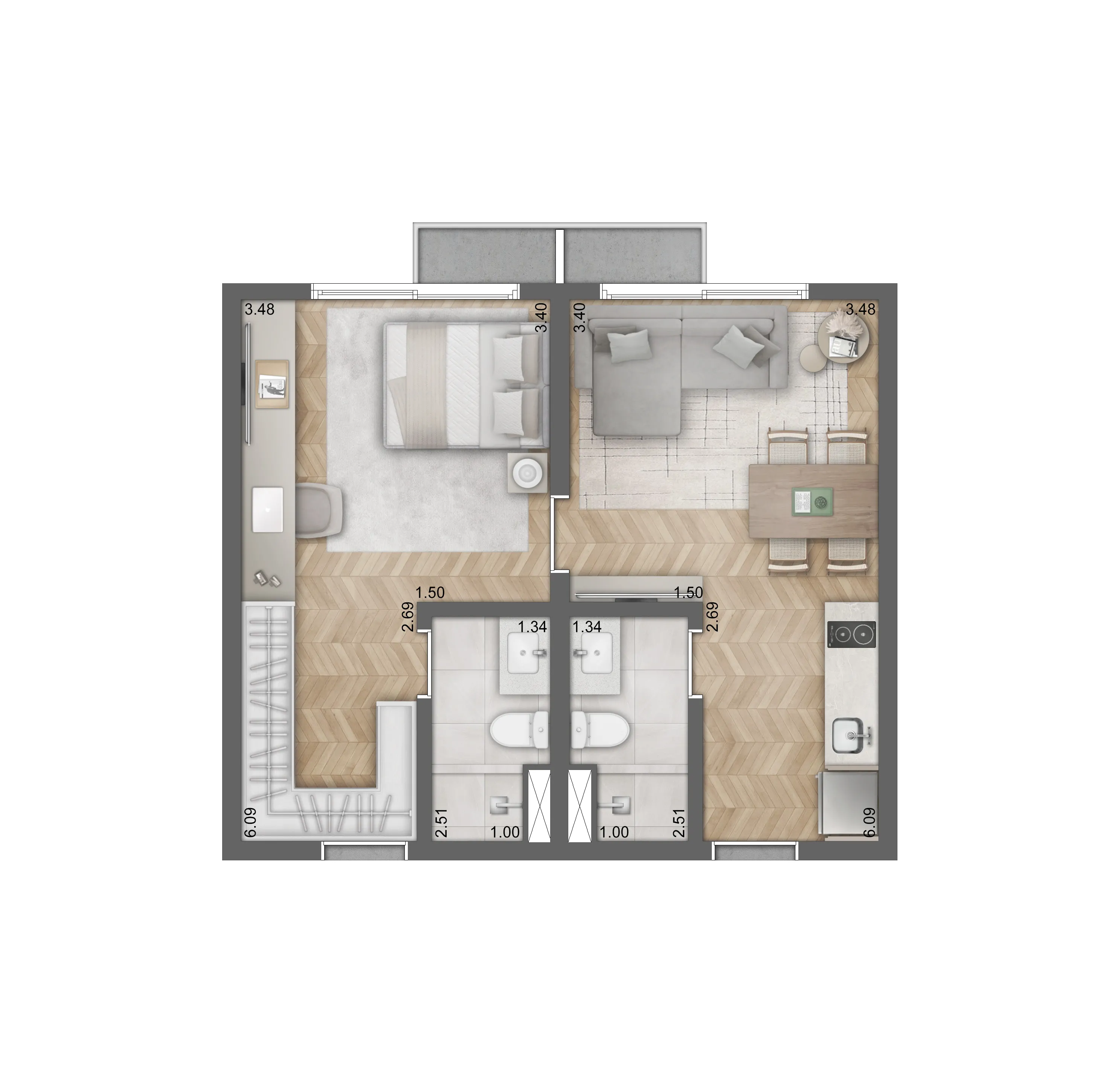 Opção de Planta | 50m²