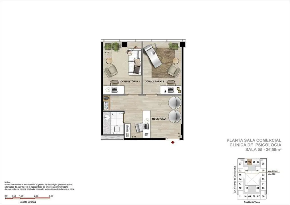 Sala Comercial com 36m² - Sugestão de Clínica de Psicologia