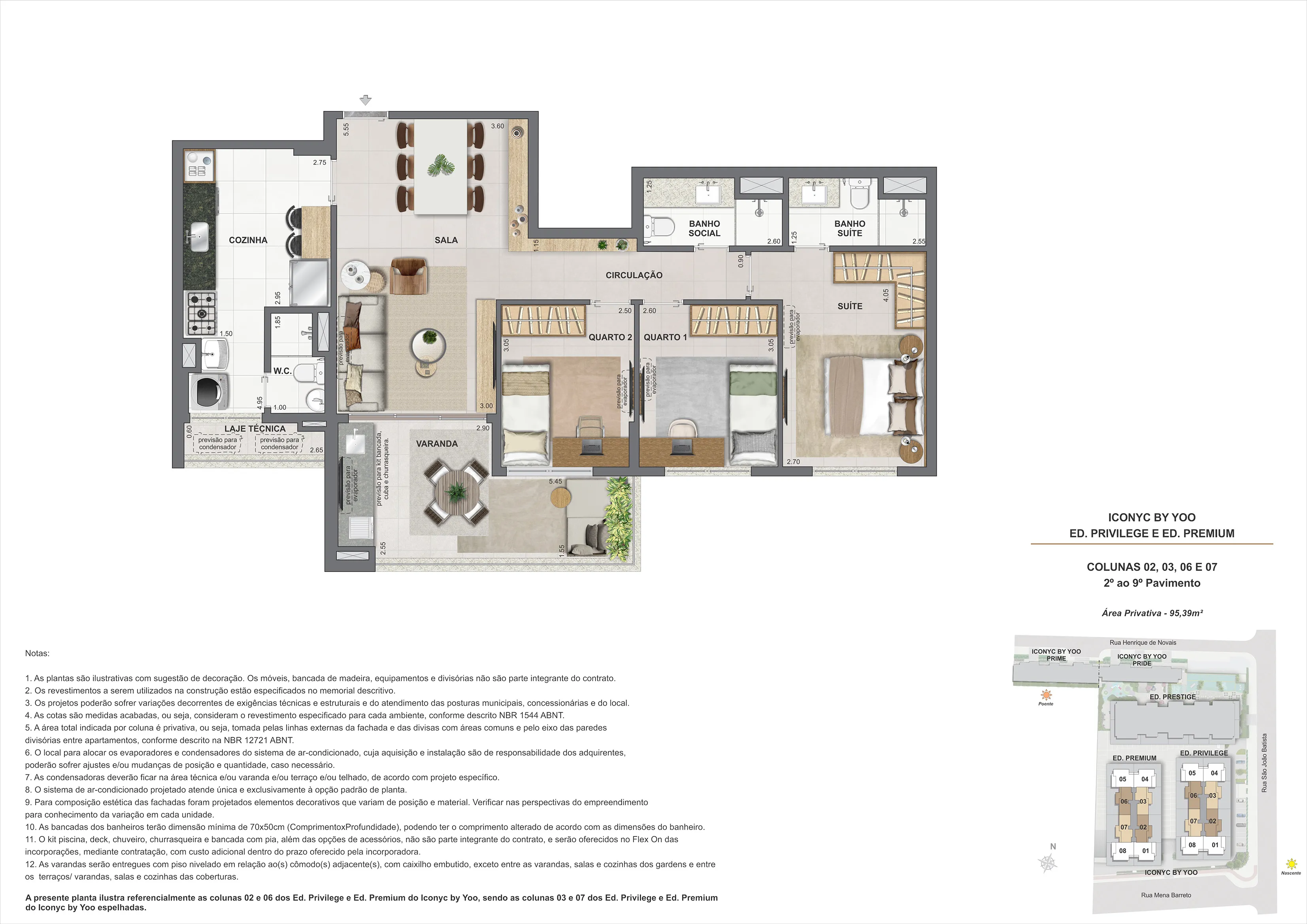 Apartamento 3 quartos - 2° ao 9° andar - 95m²