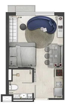 Studio 26m²