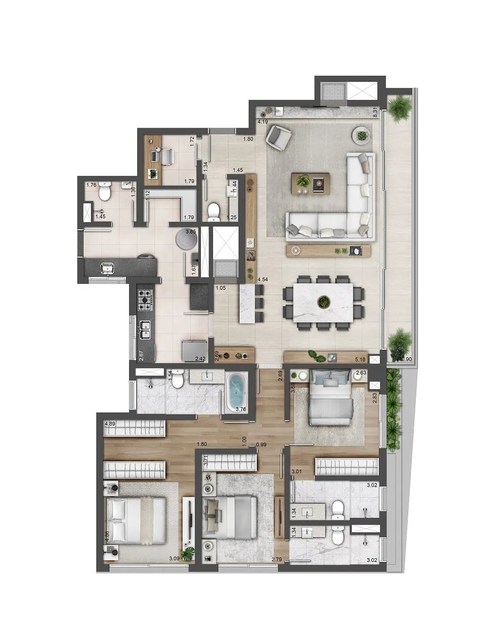 Planta 159m²