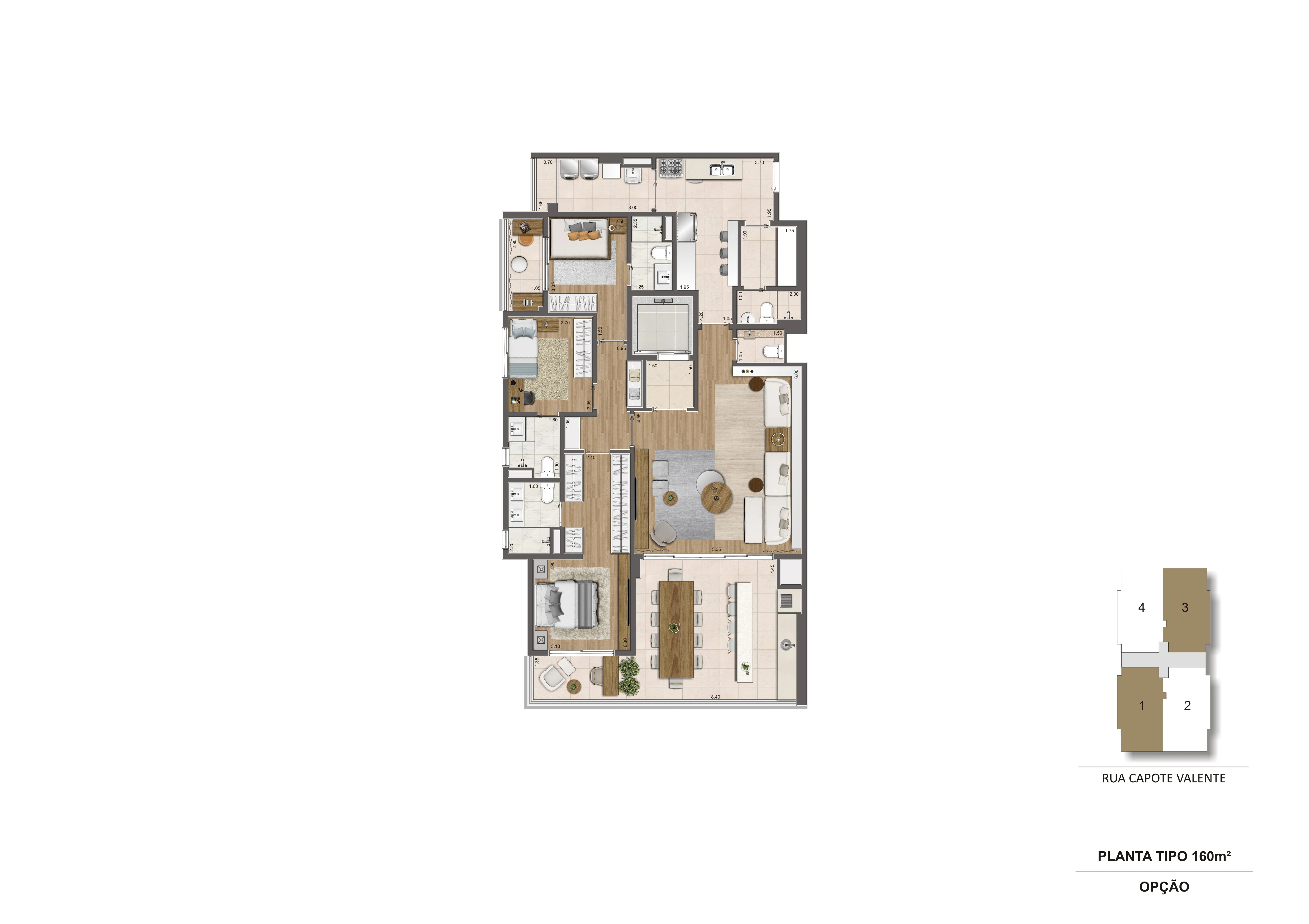 Planta opção 160 m²