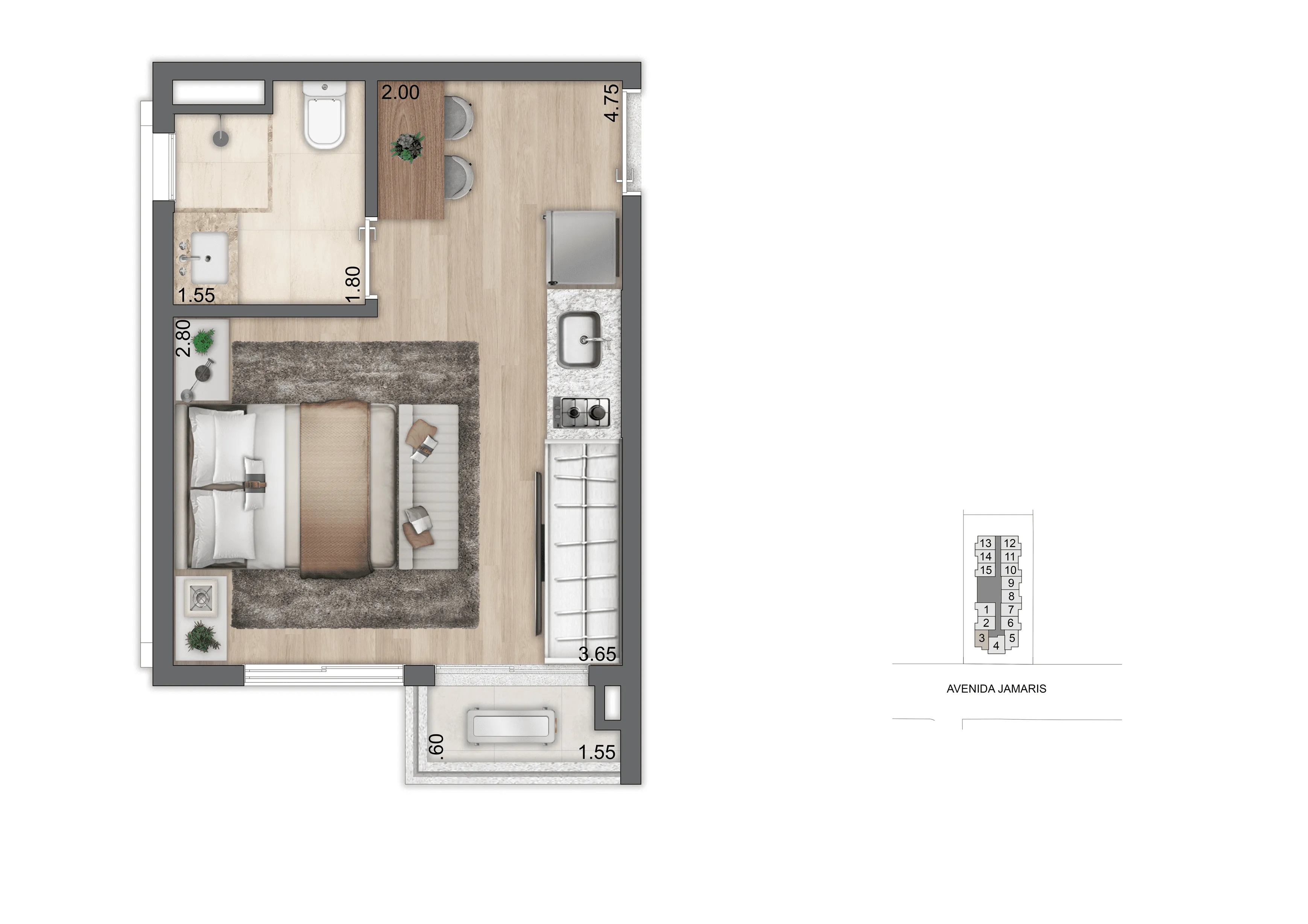 Planta Padrão 21m²