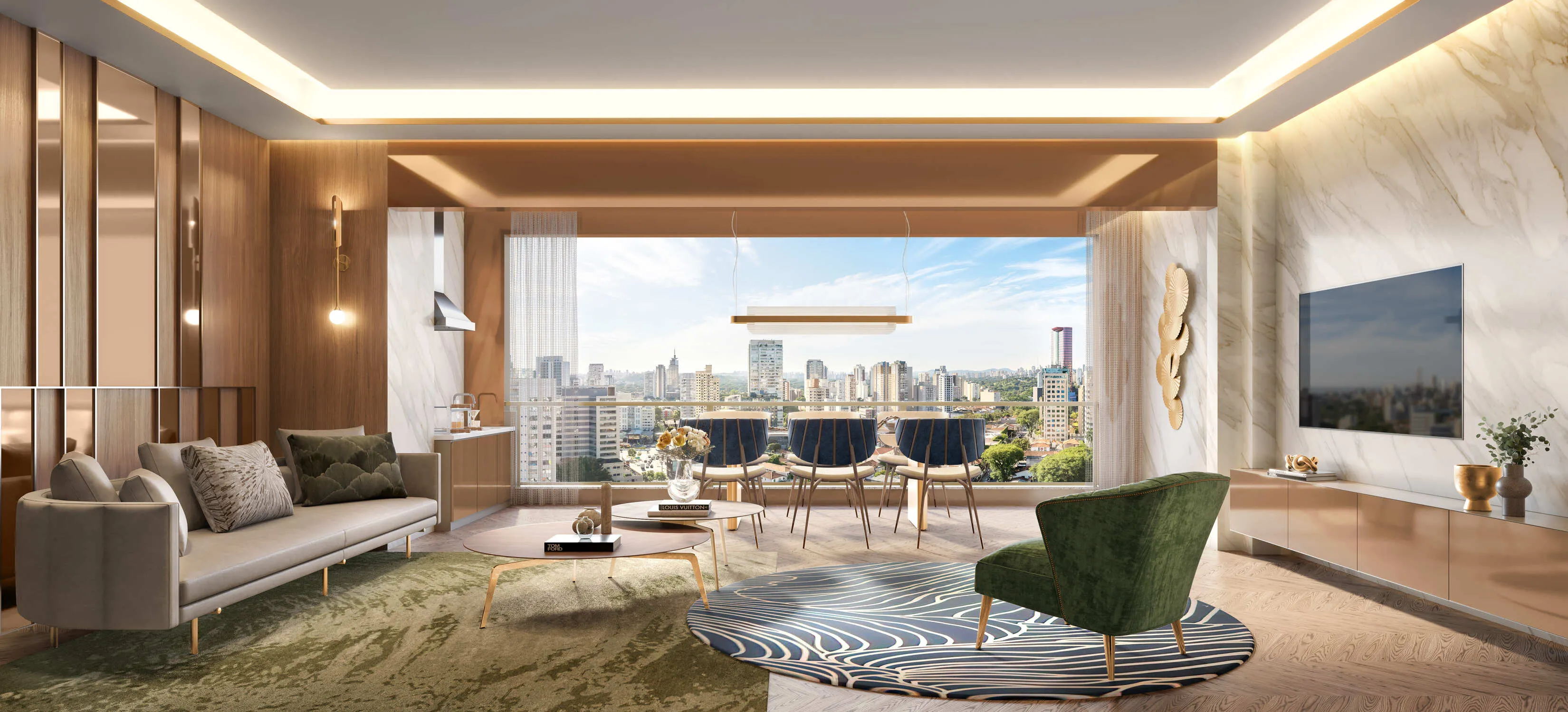 Perspectiva Ilustrada do apartamento de 88 m²