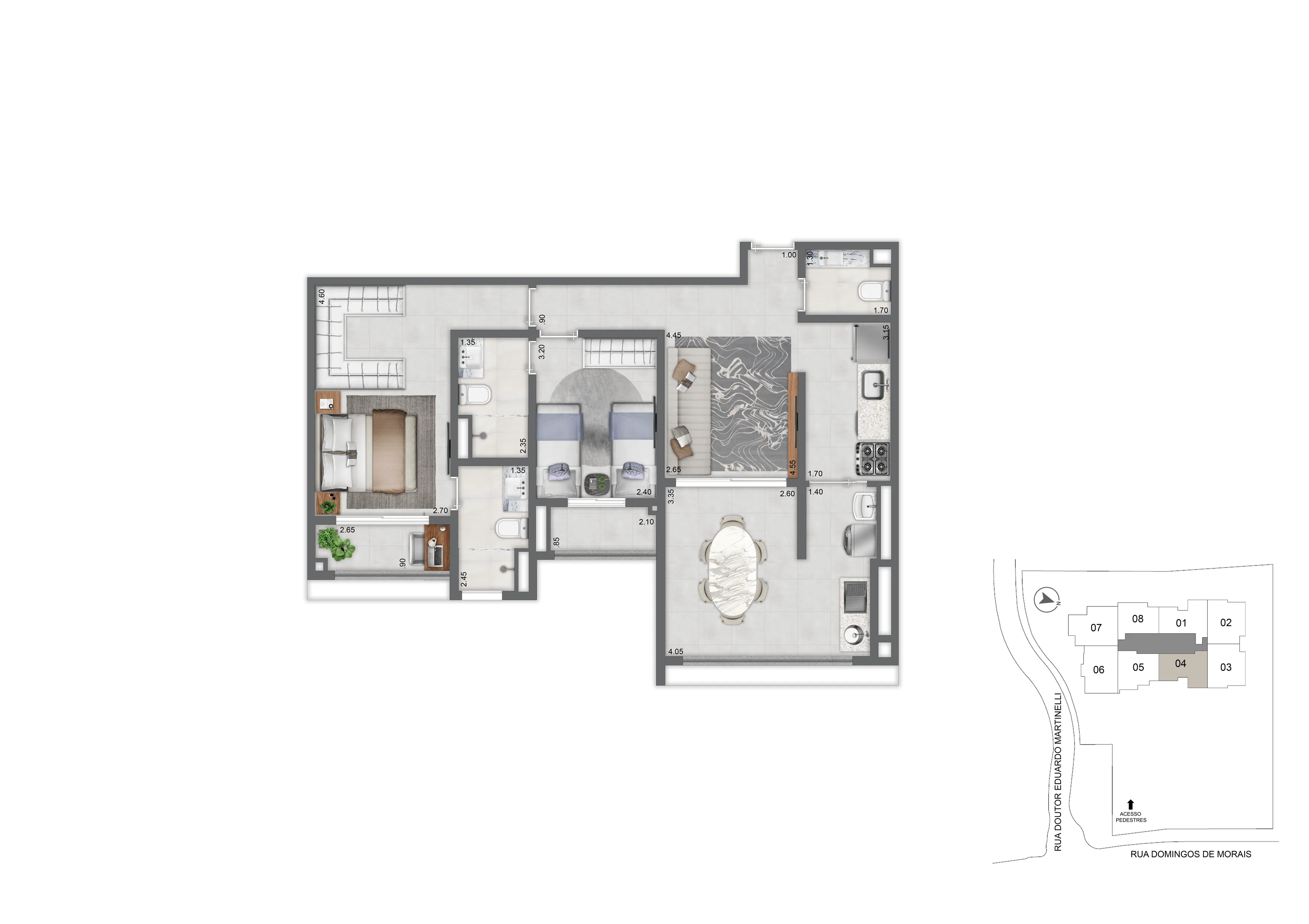 Planta Padrão 78 m²  | 2 Suítes