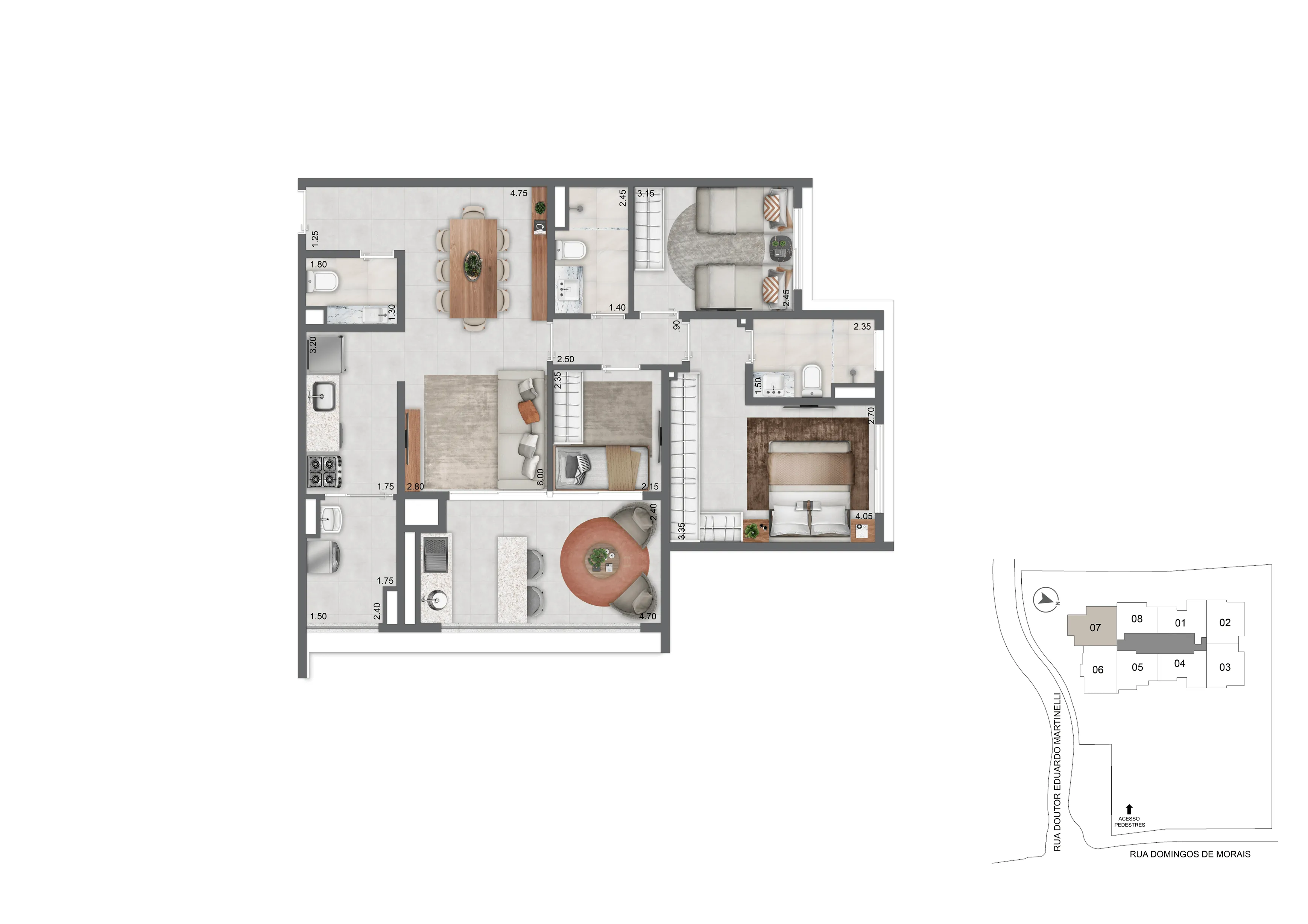 Planta Padrão 89 m²  | 3 Dorms