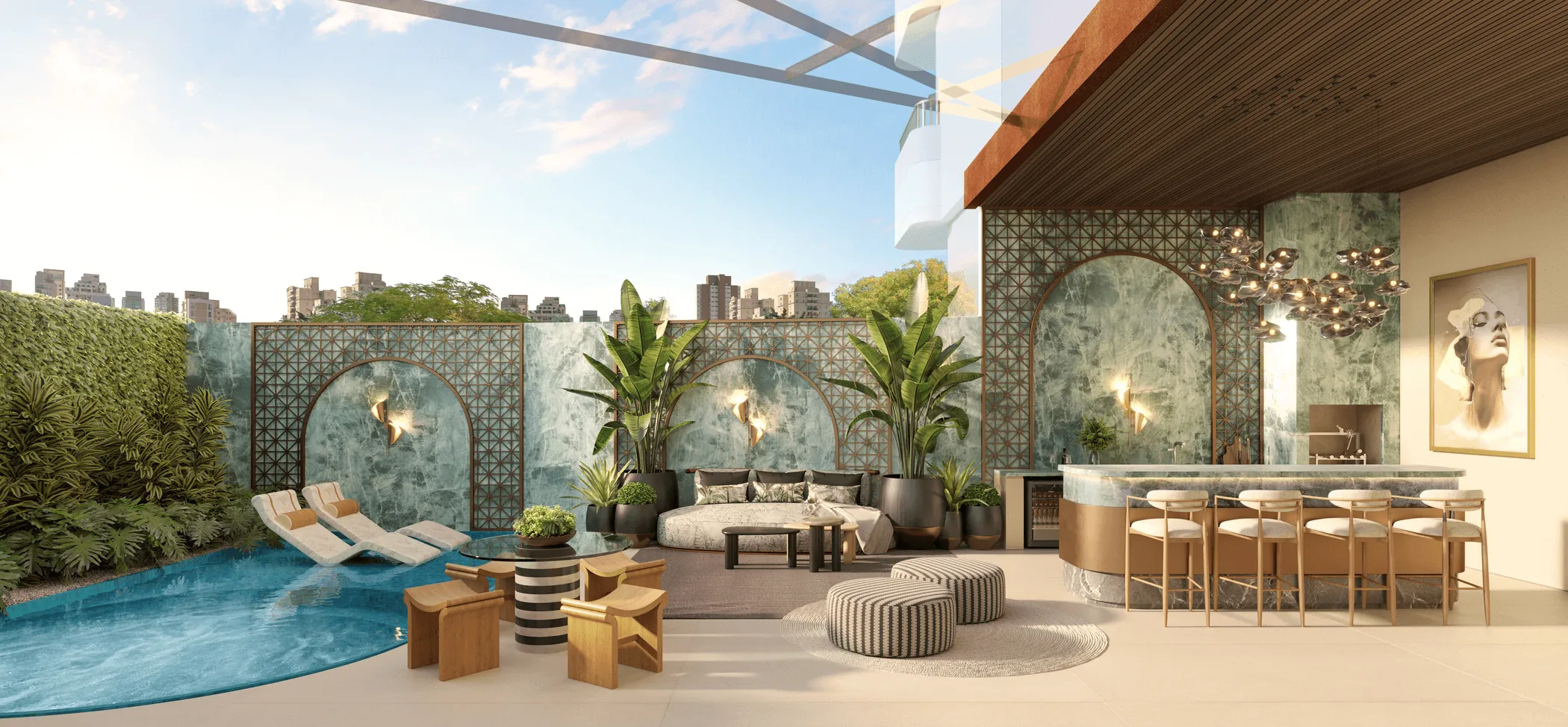 Perspectiva Ilustrada da Private Pool House