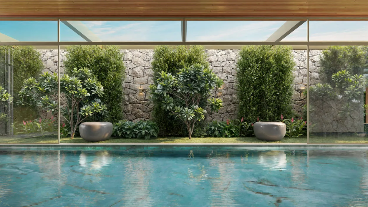 Perspectiva Ilustrada da Piscina Coberta