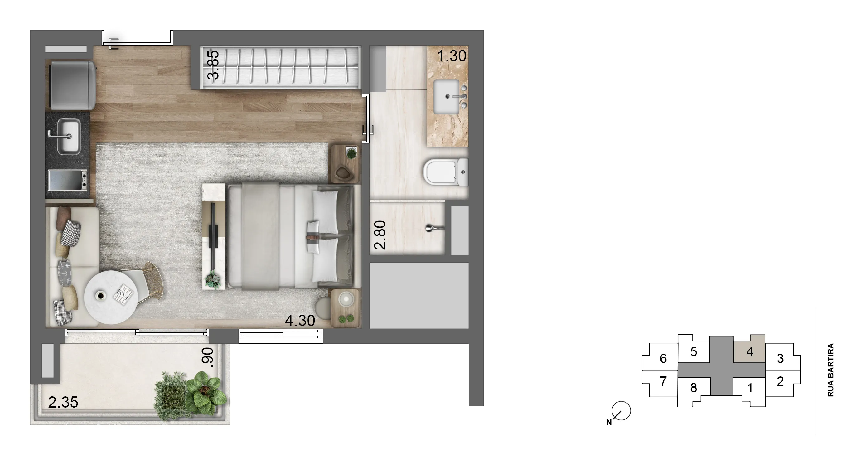 Planta Padrão 26,5 m² 