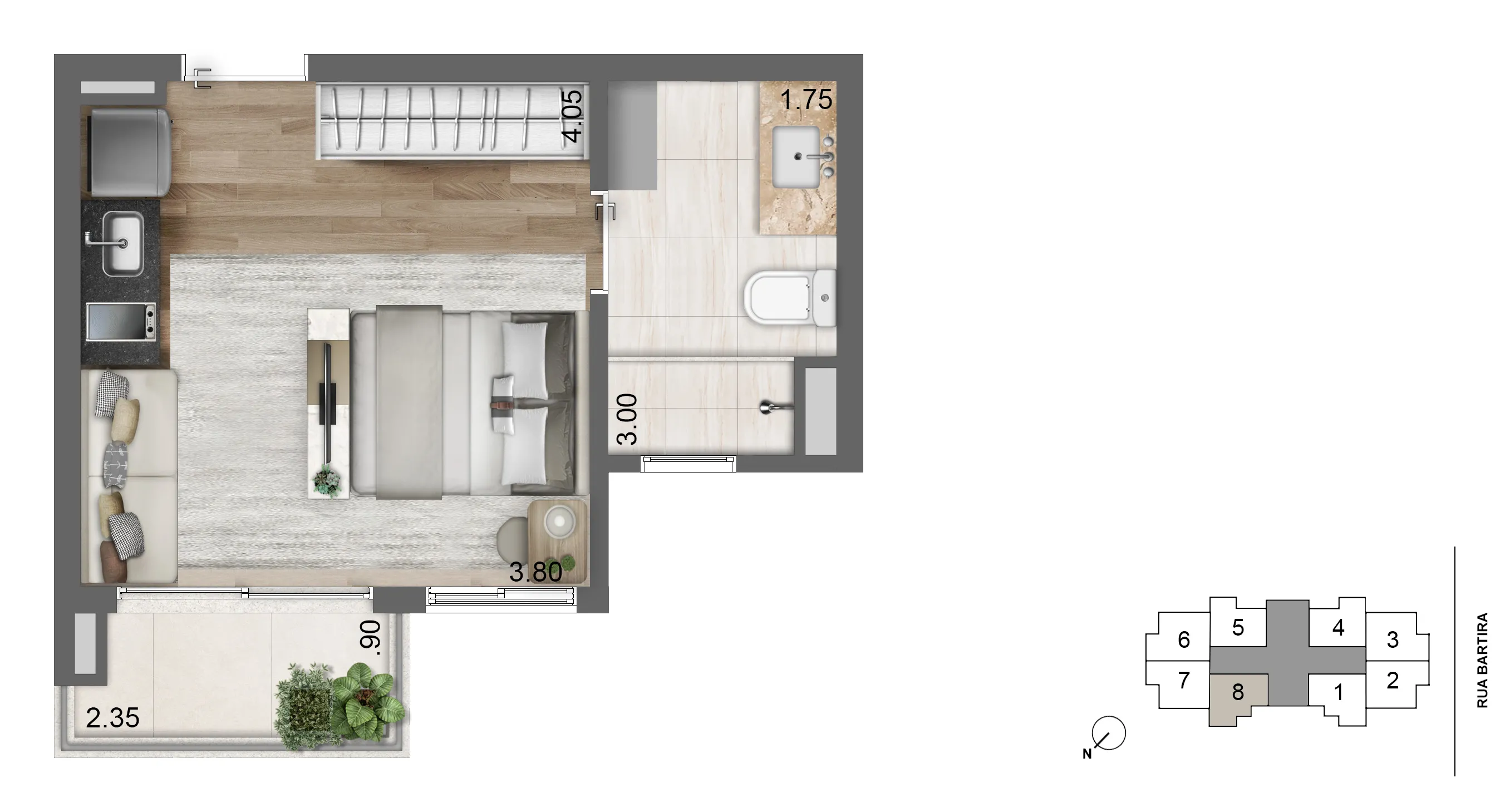 Planta Padrão 27,5 m² 