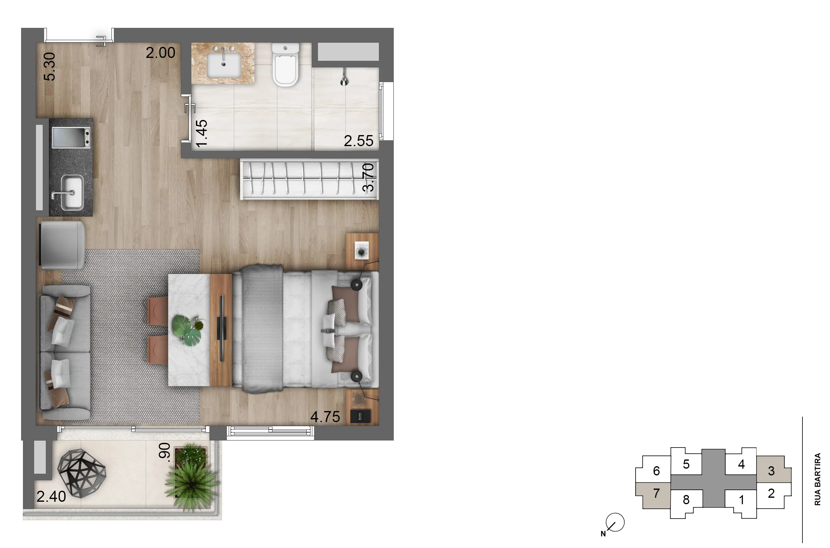Planta Padrão 31 m² 