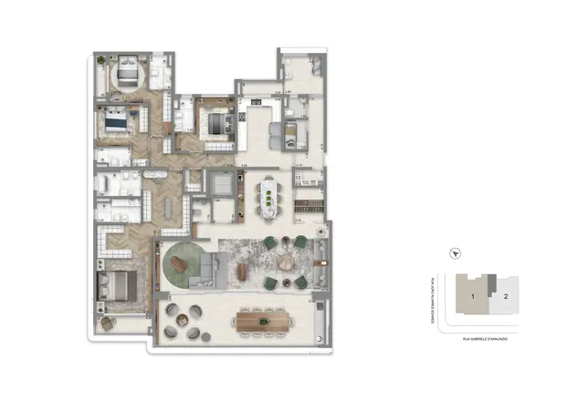 Planta Opção 341 m²  | 4 Suítes 