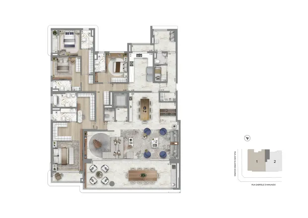 Planta Padrão 341 m²  | 4 Suítes 