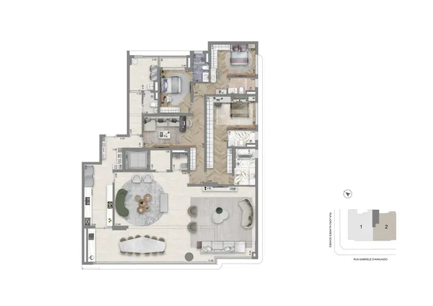 Planta Opção 269 m²  | 3 Suítes 