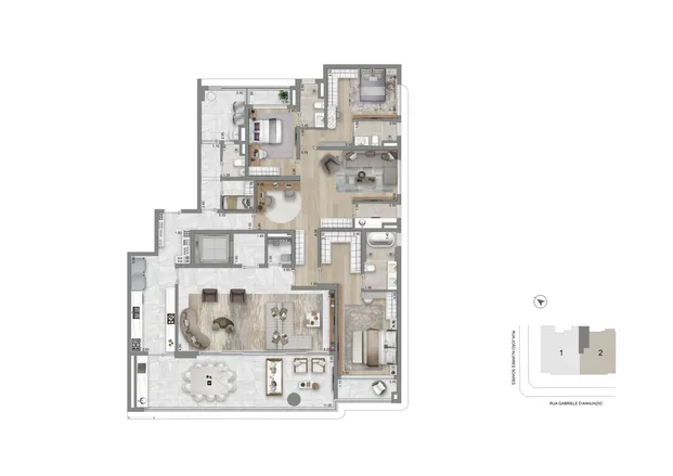 Planta Opção 269 m²  | 3 Suítes 
