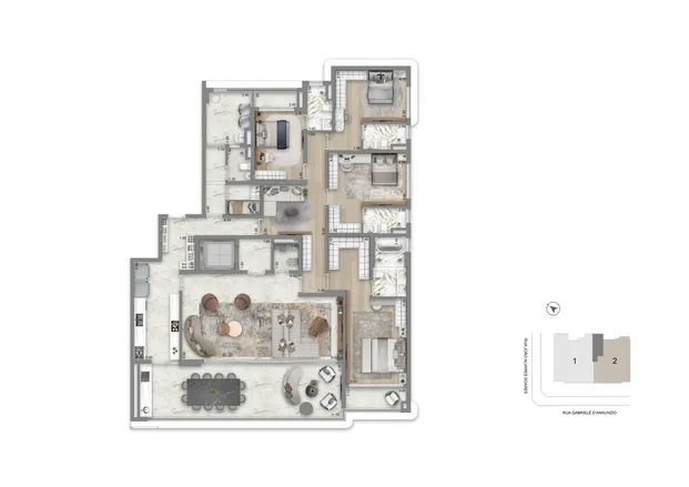 Planta Padrão 269 m²  | 4 Suítes 