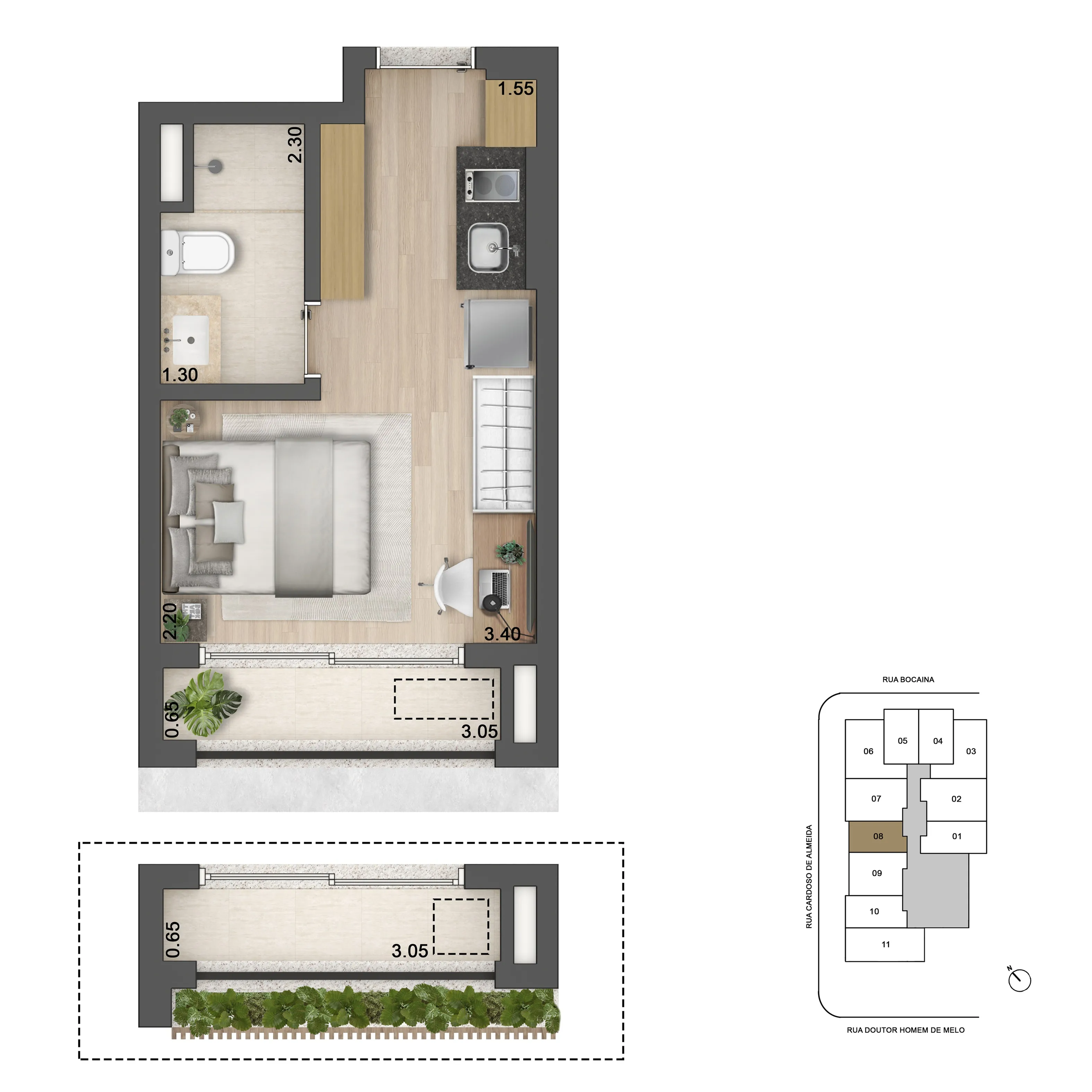 Planta Padrão 23m²