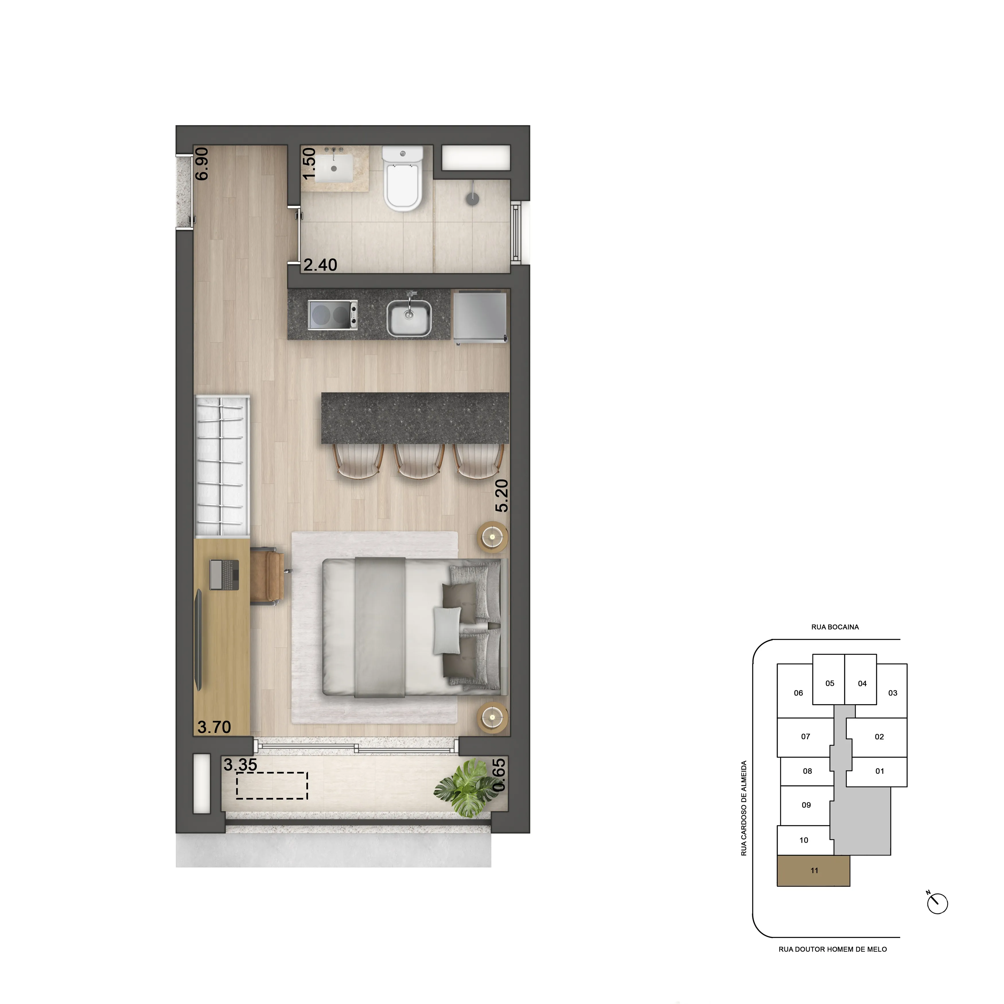 Planta Padrão 33m²