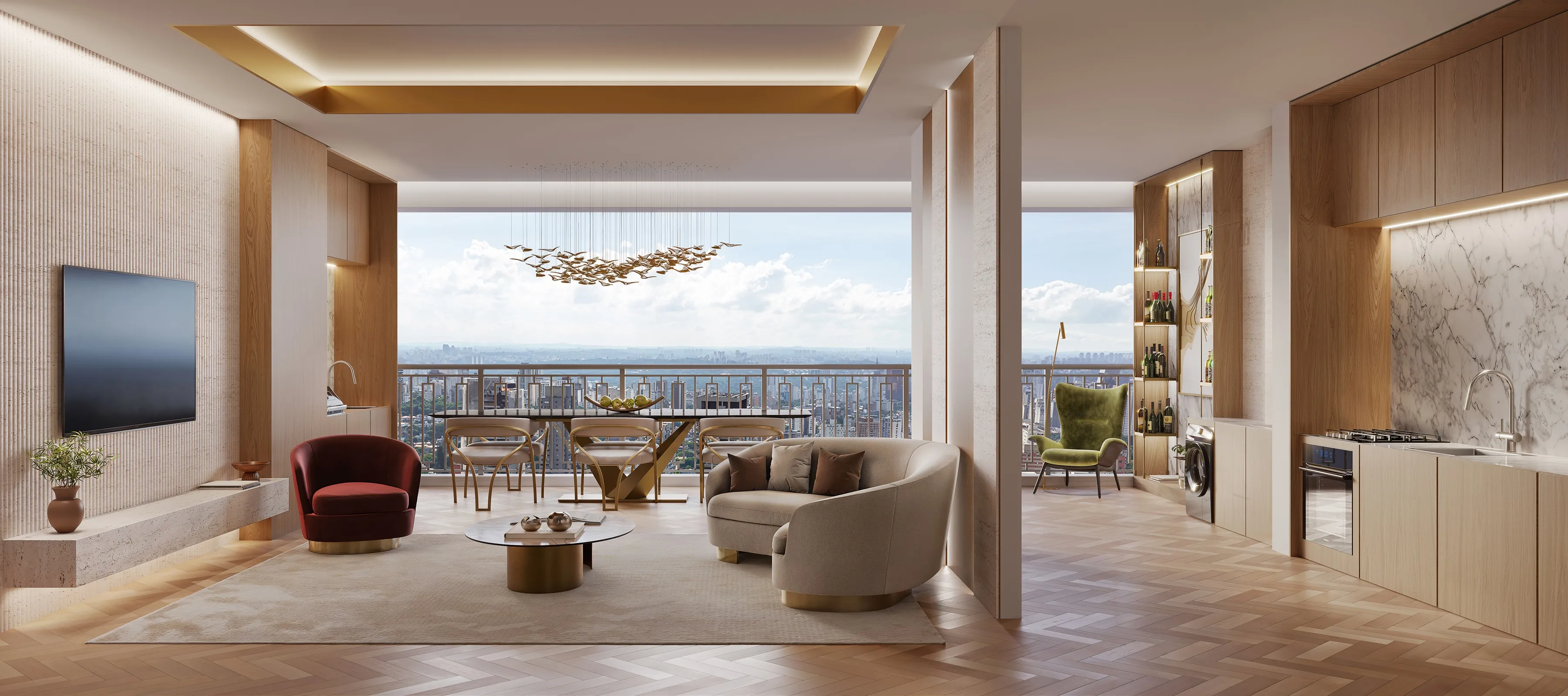 Perspectiva Ilustrada | Living 76m²