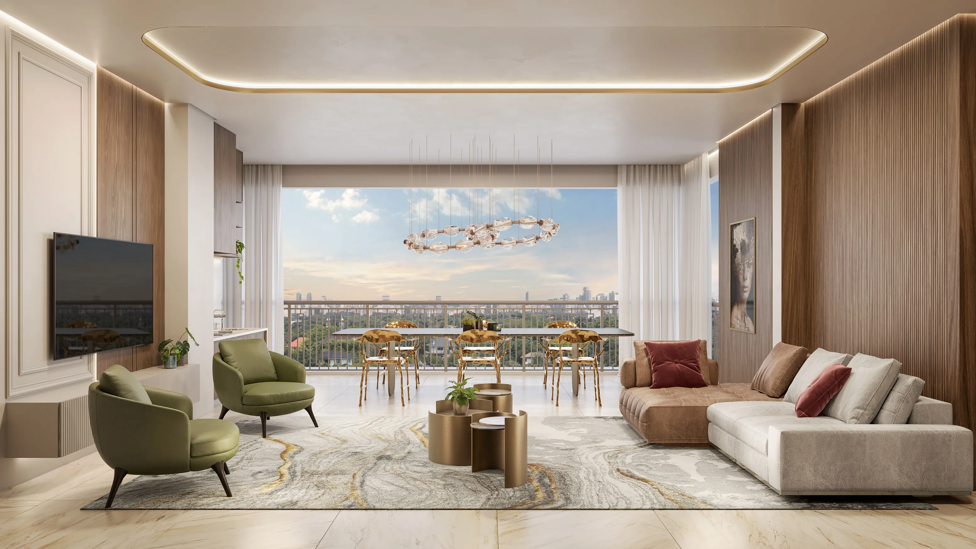 Perspectiva Ilustrada | Living de 112,5m²