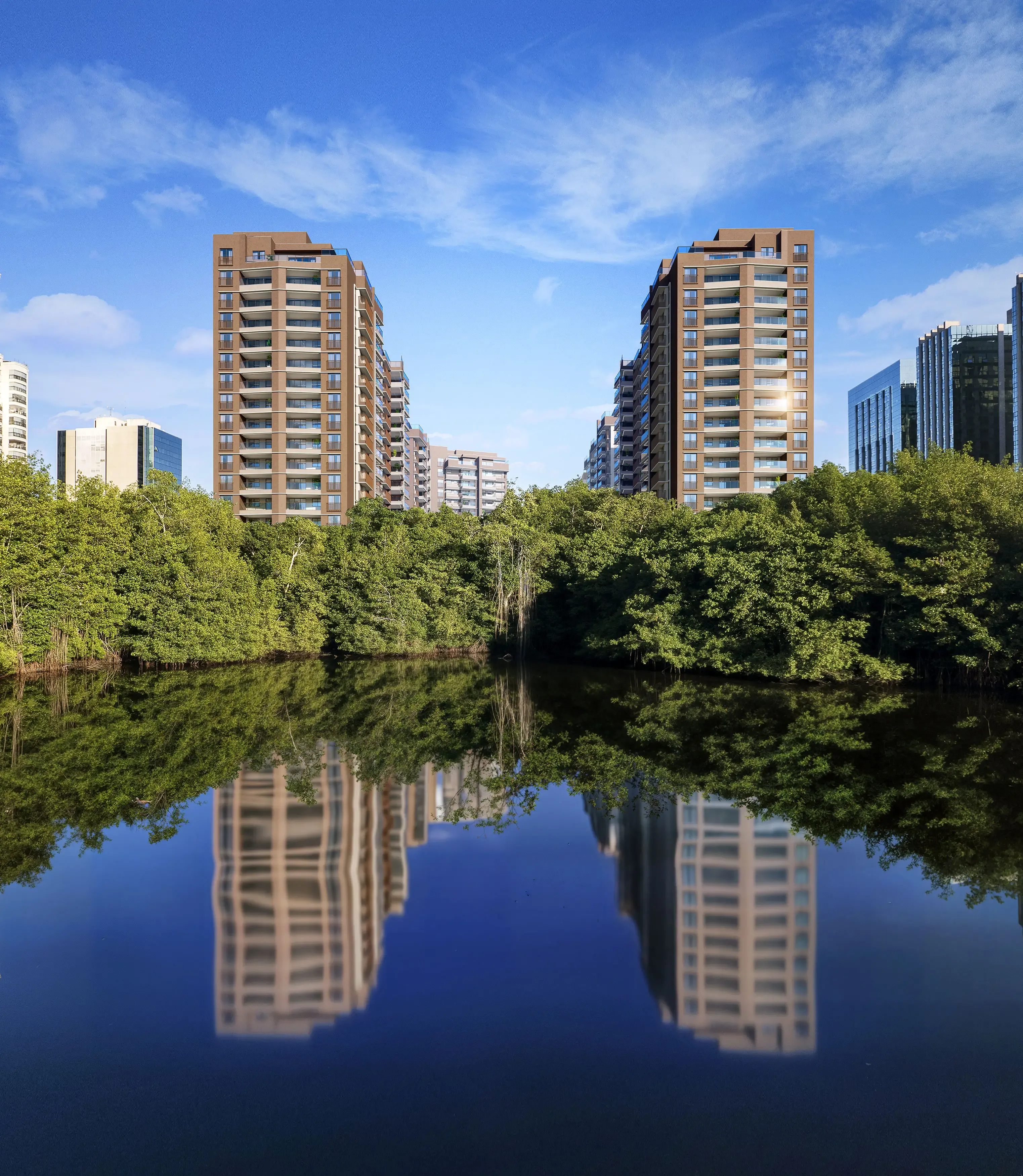 Fotomontagem das fachadas com vista para Lagoa