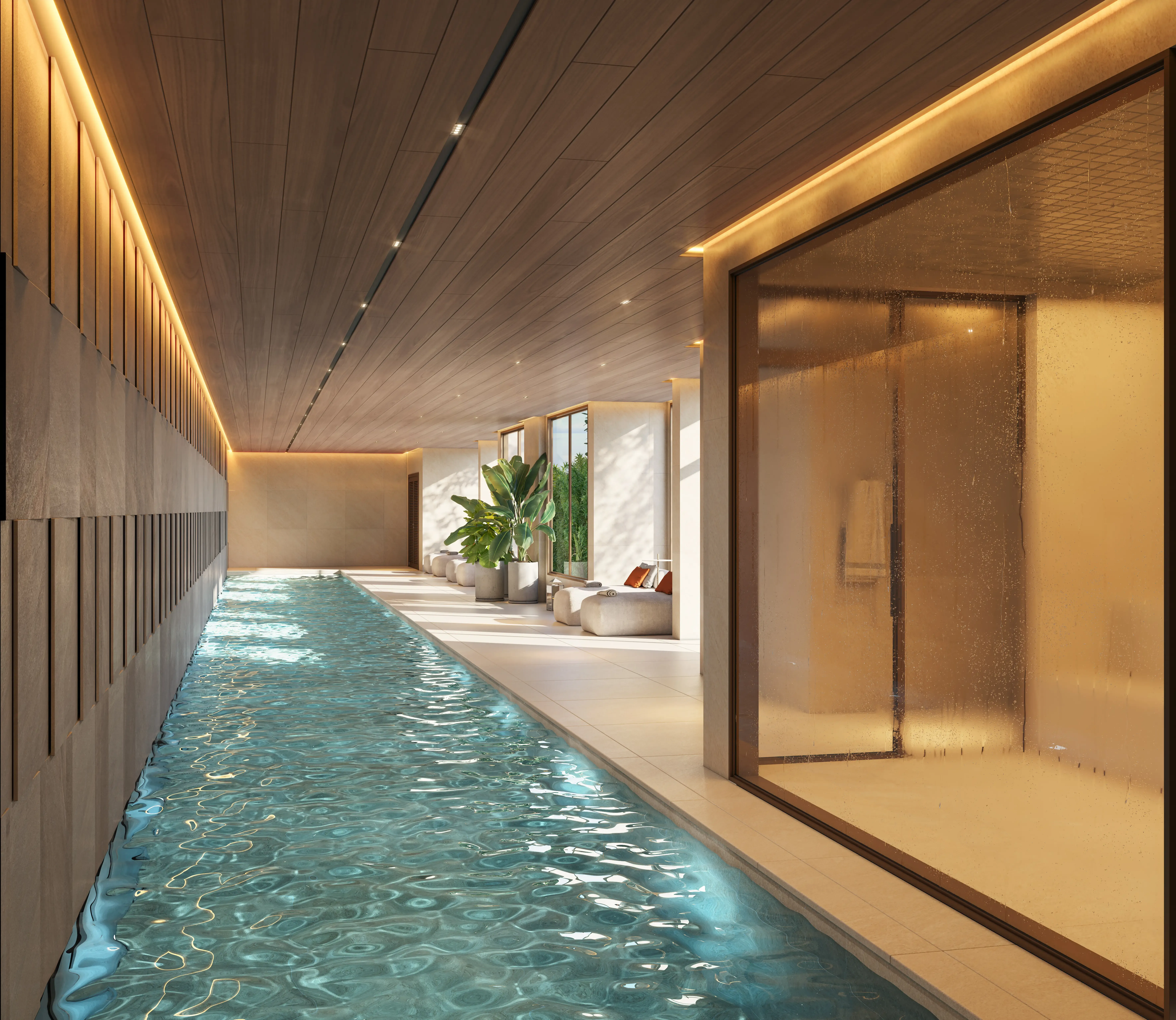 Ilustração Artística - Repouso e piscina indoor climatizada com 25m