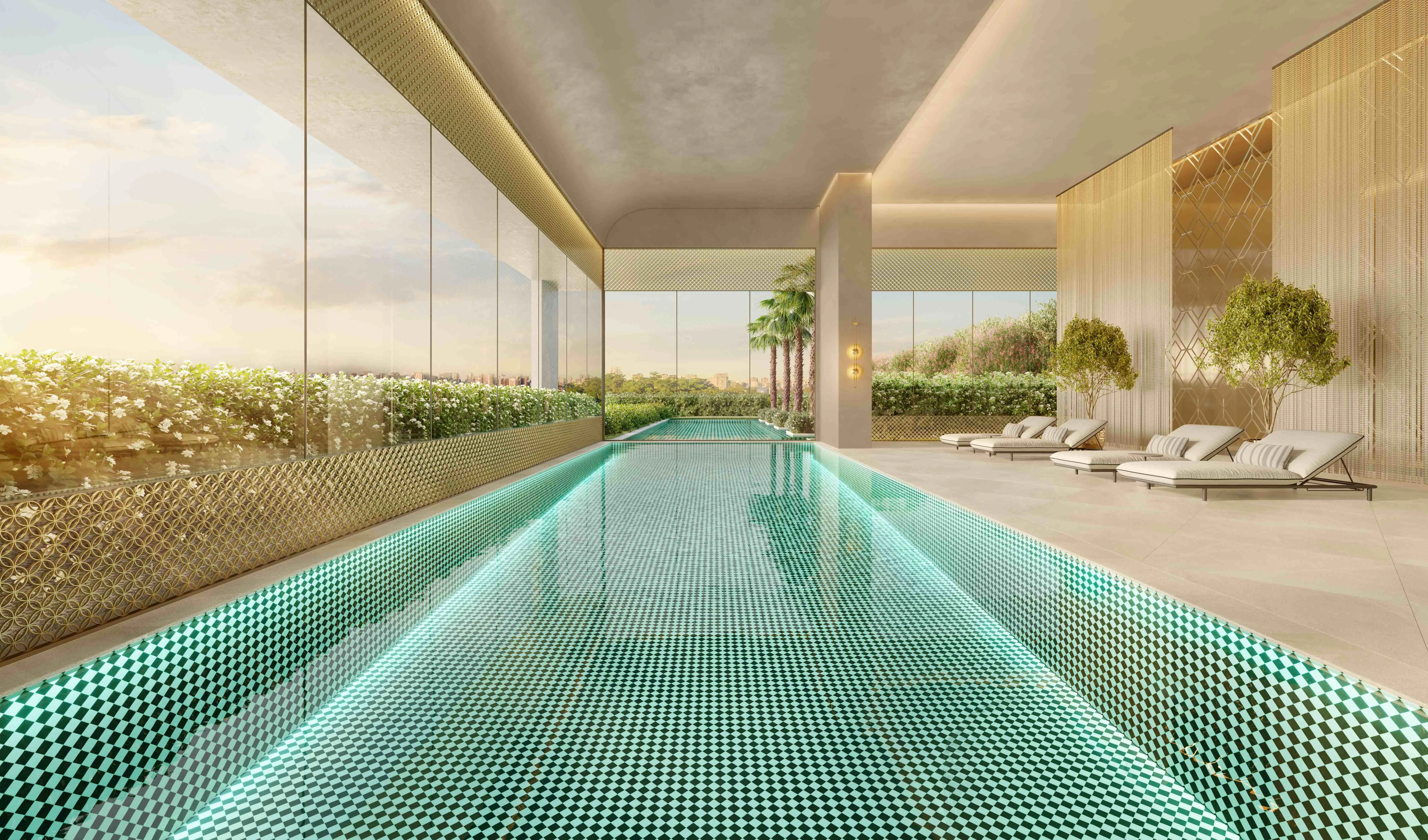 Perspectiva Ilustrada Piscina Coberta