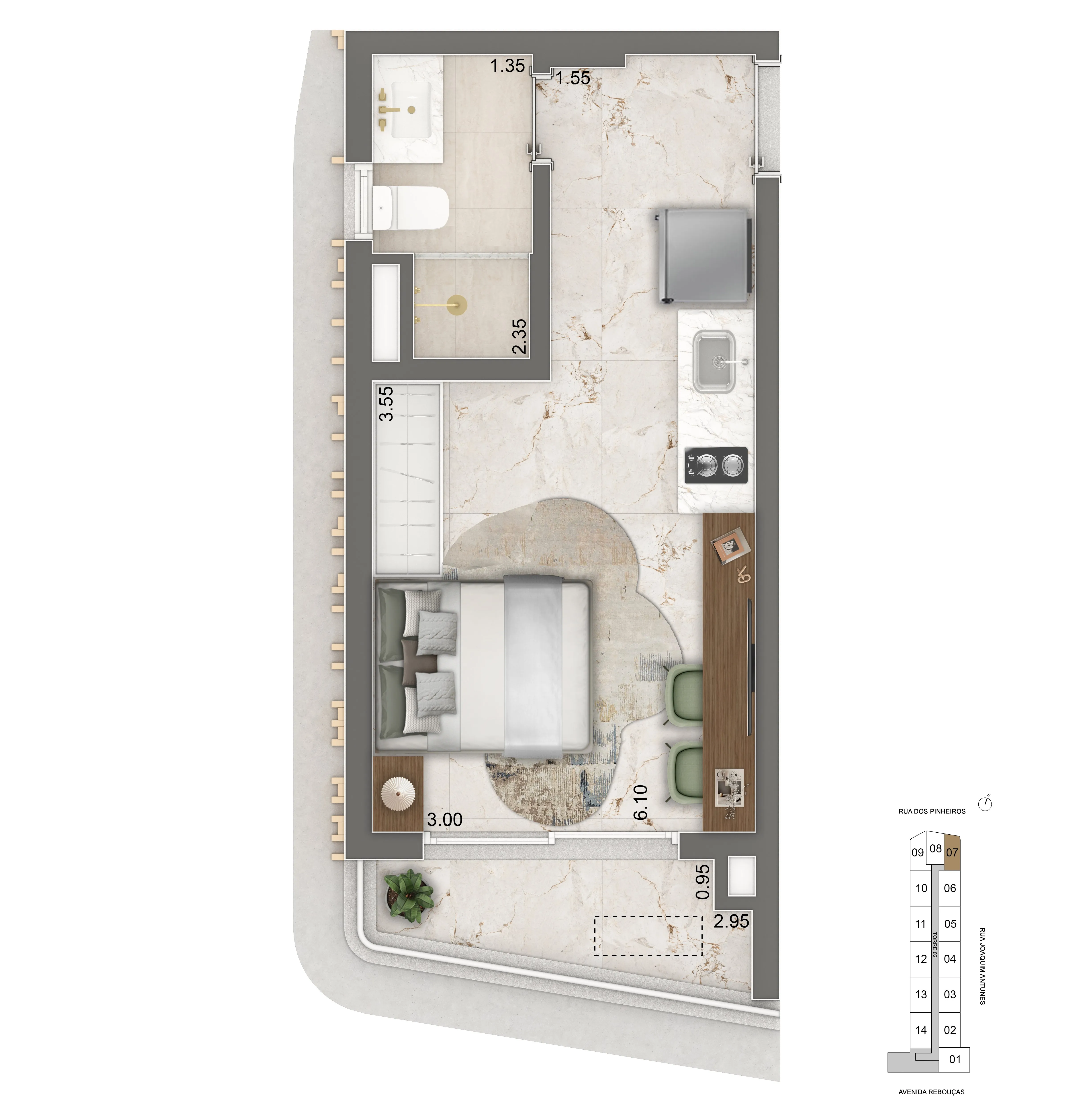 Planta Padrão 24.5m²