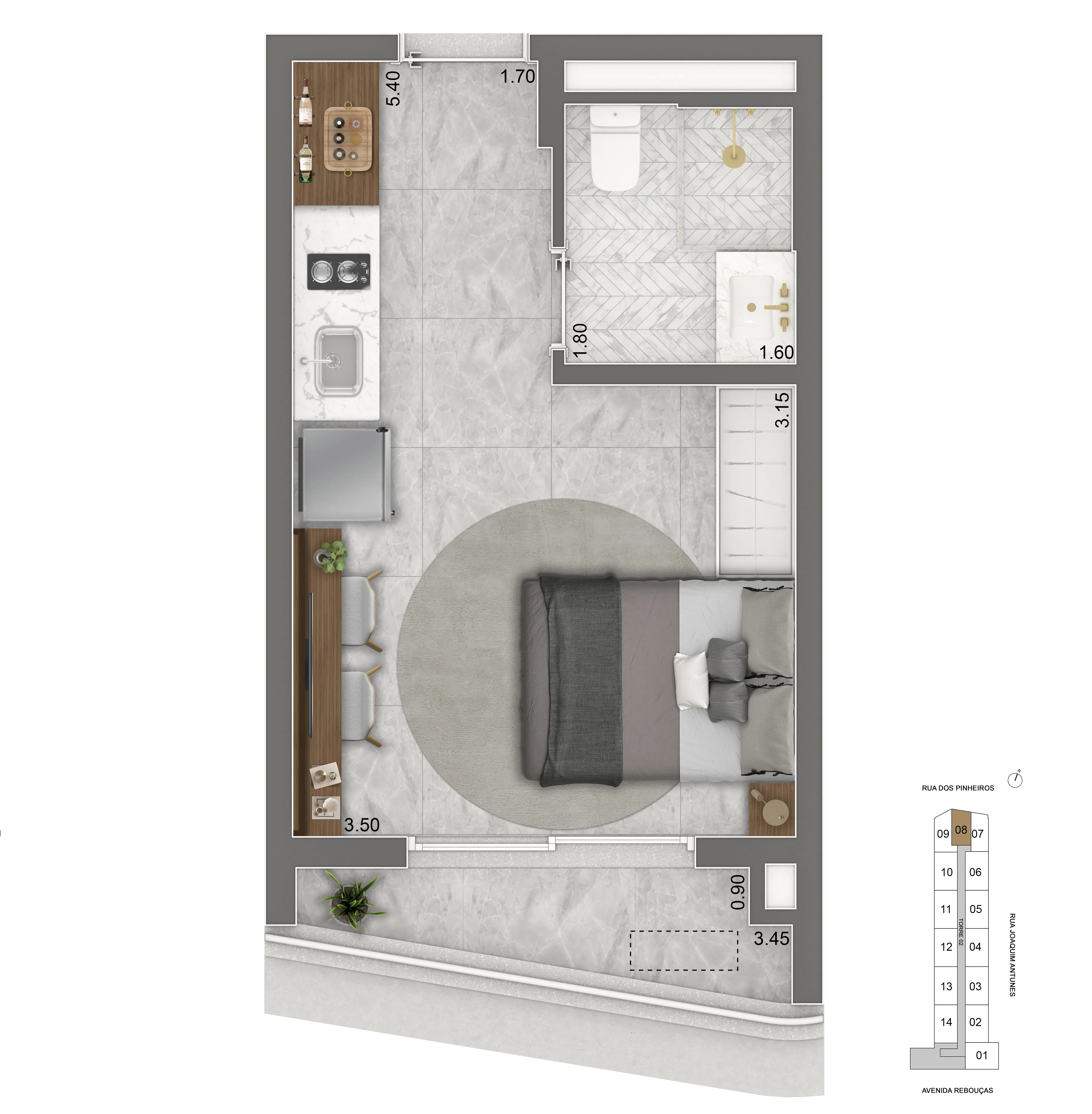 Planta Padrão 24.5m²